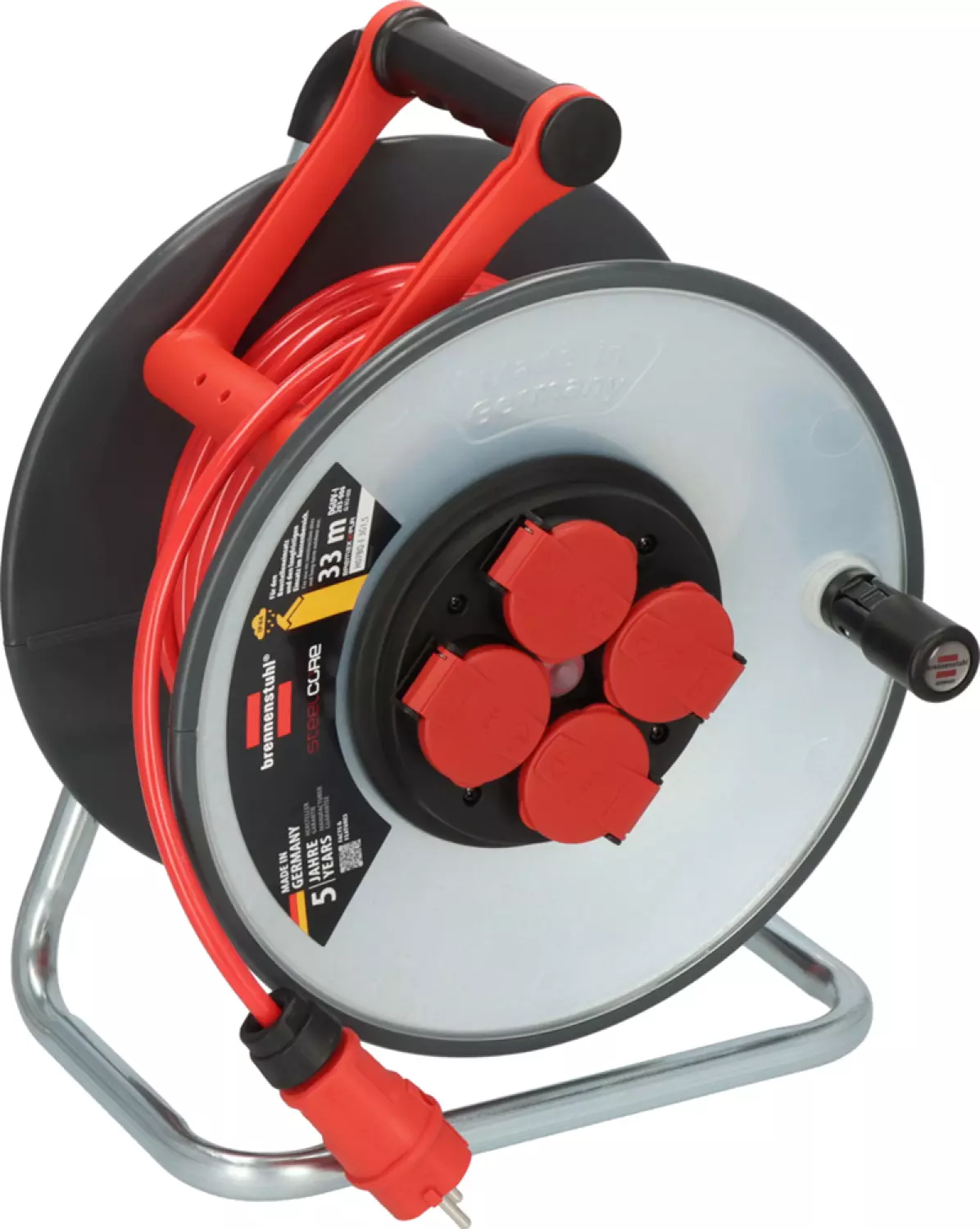 Brennenstuhl Professional SC 3110 SteelCore Enrouleur de Câble H07BQ-F 3G1,5 - IP44 - 33m - Rouge-image