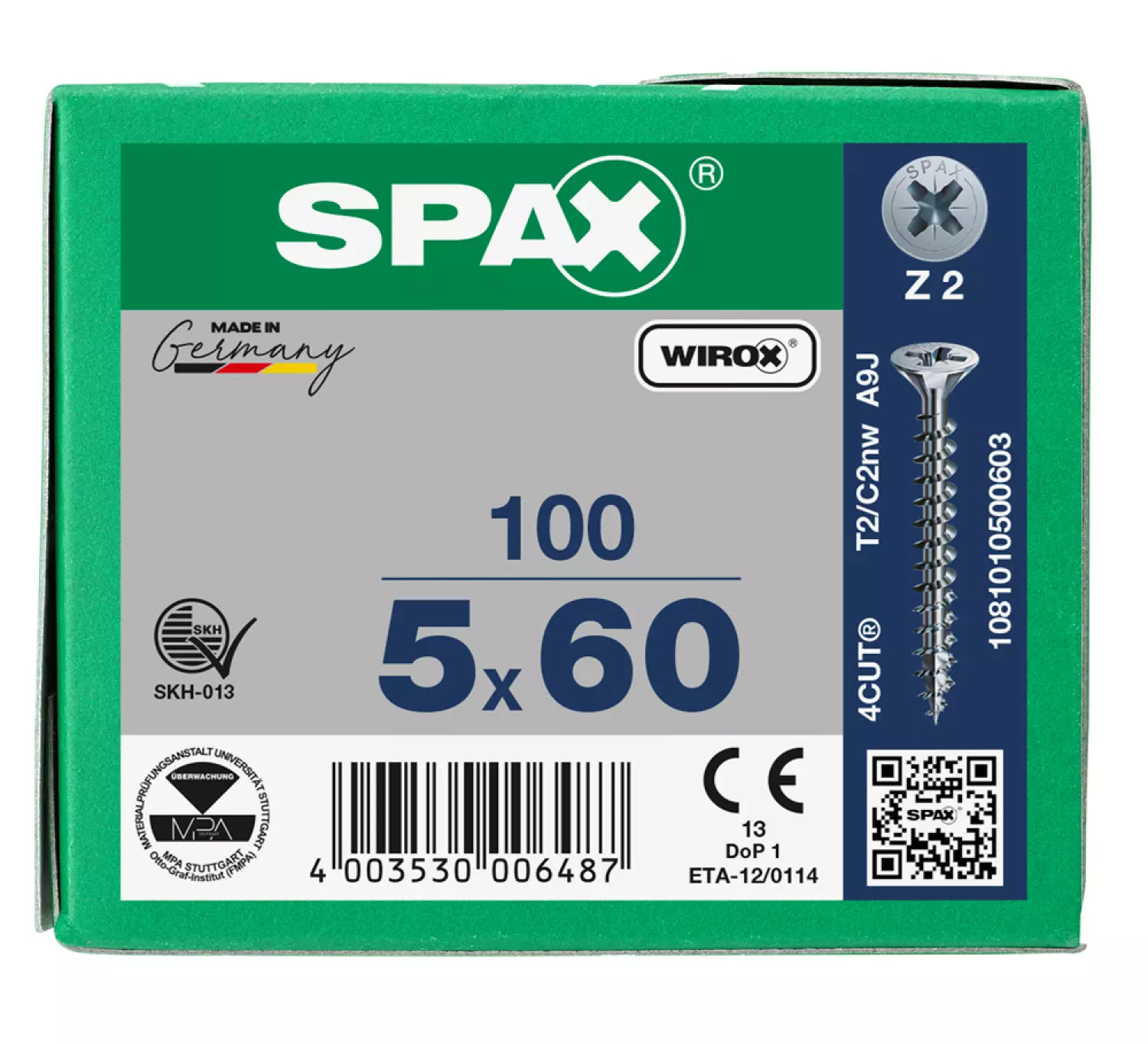 SPAX 1081010500603 Universele schroef - Verzonken kop - 5x60 - Voldraad - Kruiskop Z2 - WIROX - 100st-image