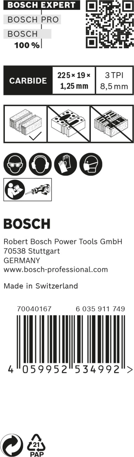 Bosch EXPERT 2608900409 - EXPERT Lame de scie sabre S1141HM 10pcs Aerated Concrete-image
