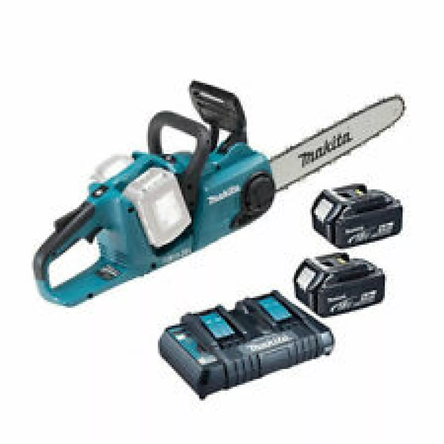 Makita DUC355PT2 36V (2x 18V) Li-Ion Batterie  set de tronçonneuses  (2x 5.0Ah) - 350mm -  moteur sans charbon-image