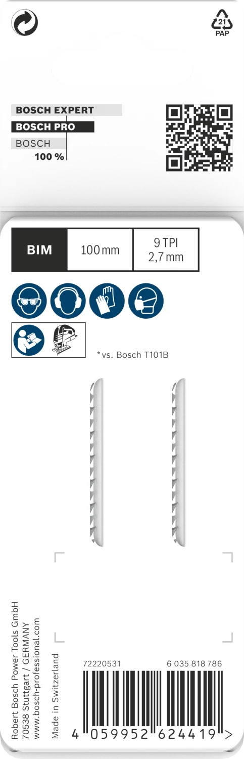Bosch 2608655092 PRO T101BF Lame de scie sauteuse Clean - bois dur (2 pièces)-image
