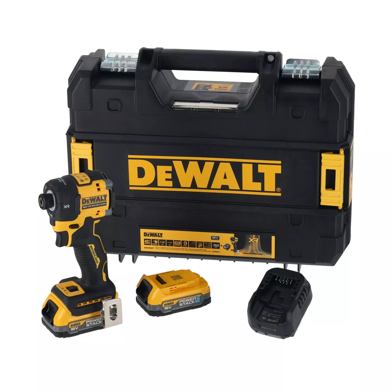 DeWALT DCF870E2T 18V Li-ion accu hydraulische slagschroevendraaier set (1x 1,7Ah accu) in TSTAK - 56Nm-image