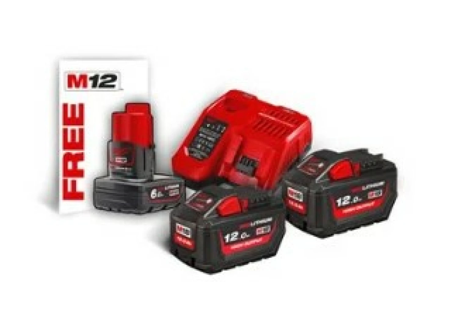 Milwaukee M18 HNRG-122 NRG kit 18V Li-Ion accu starterset (2x 12,0Ah accu) + lader-image