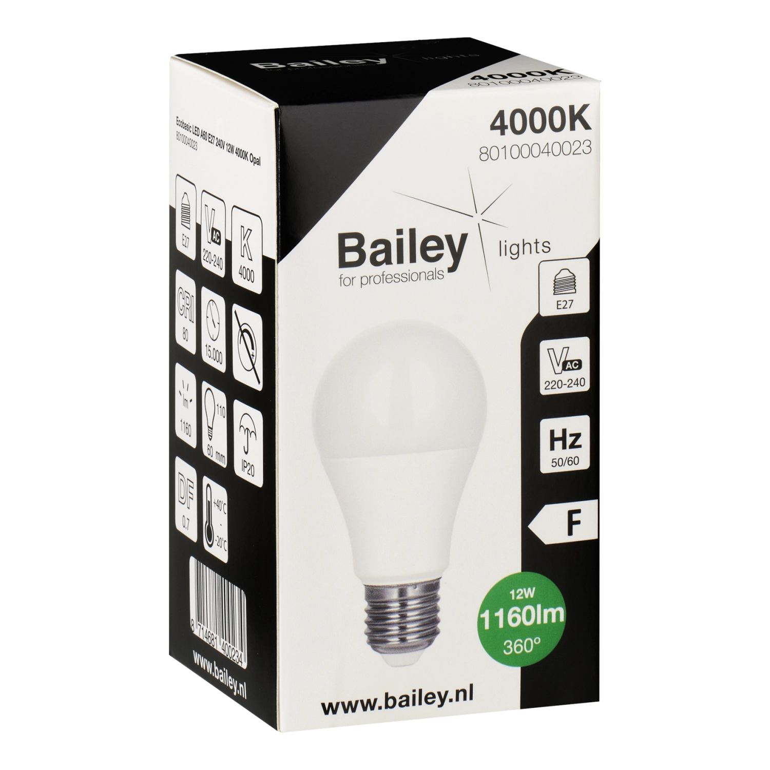 Bailey LED Ecobasic A60 E27 12W (81W) 1160lm 840 Opale-image