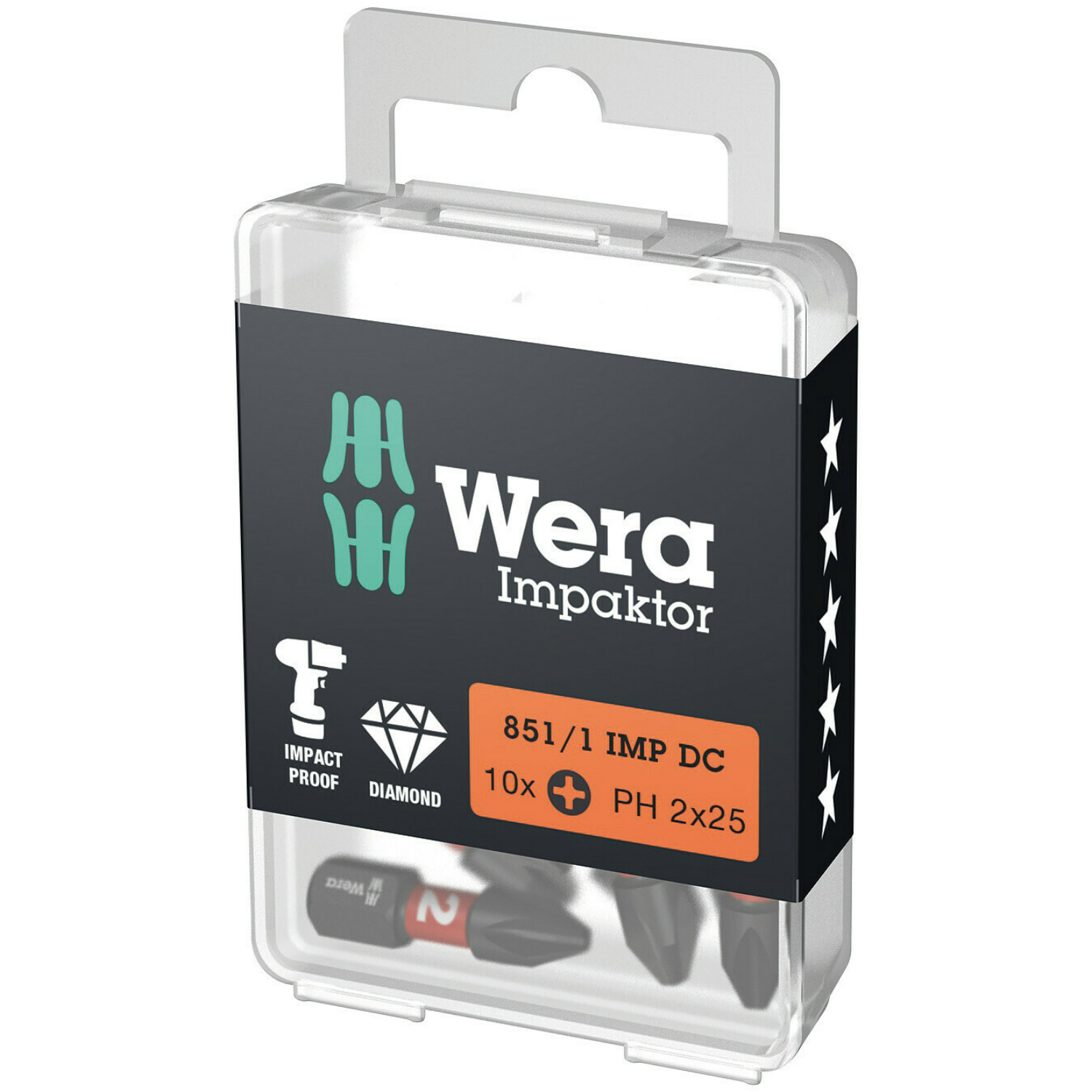 Wera 5057616001 1/4" Philips Impaktor Bit - PH2 x 25mm (10st)-image