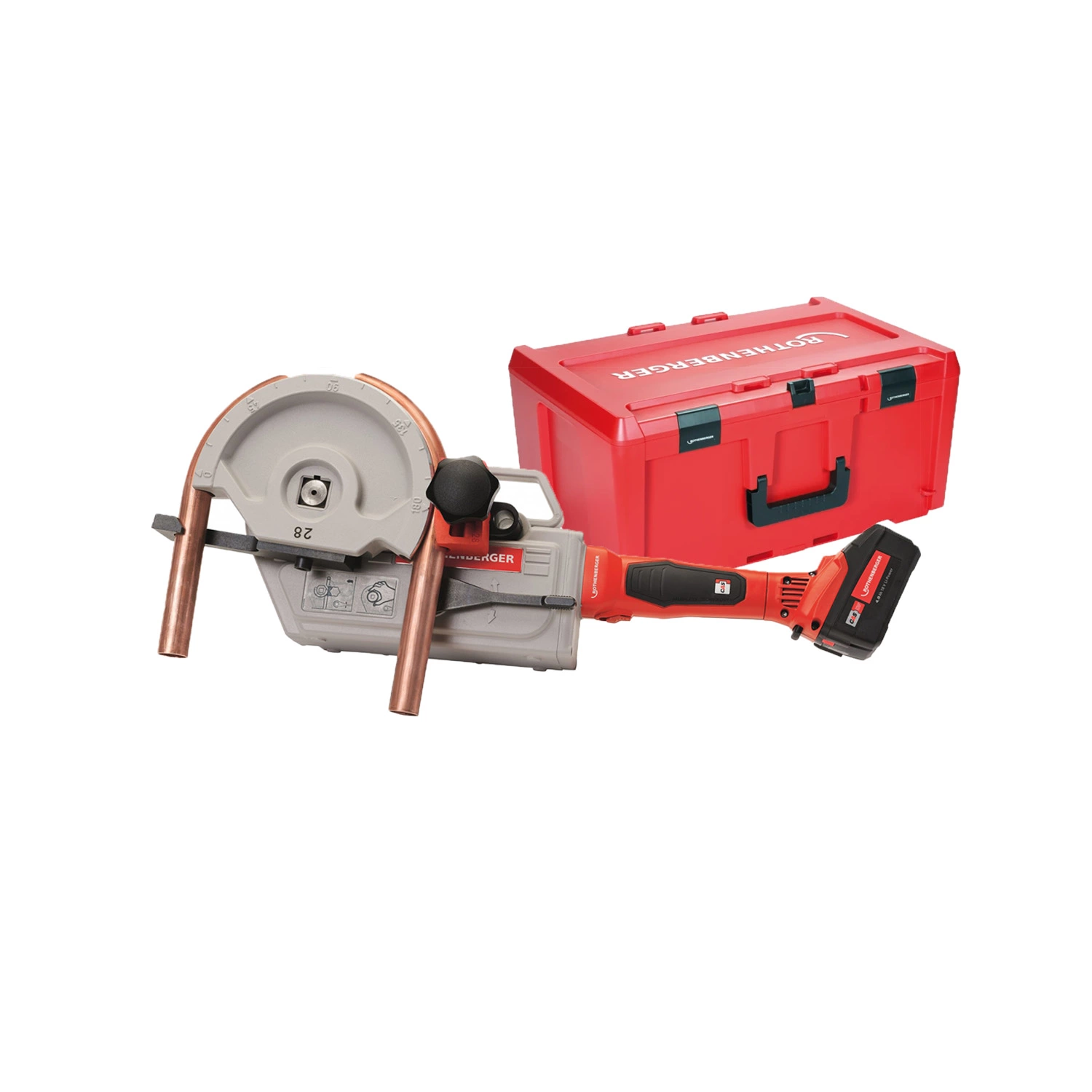 Rothenberger 1000003392 ROBEND 4000 E Set 18V accu buigmachine set (1x 4,0Ah) in koffer - 15/18/22/28mm-image