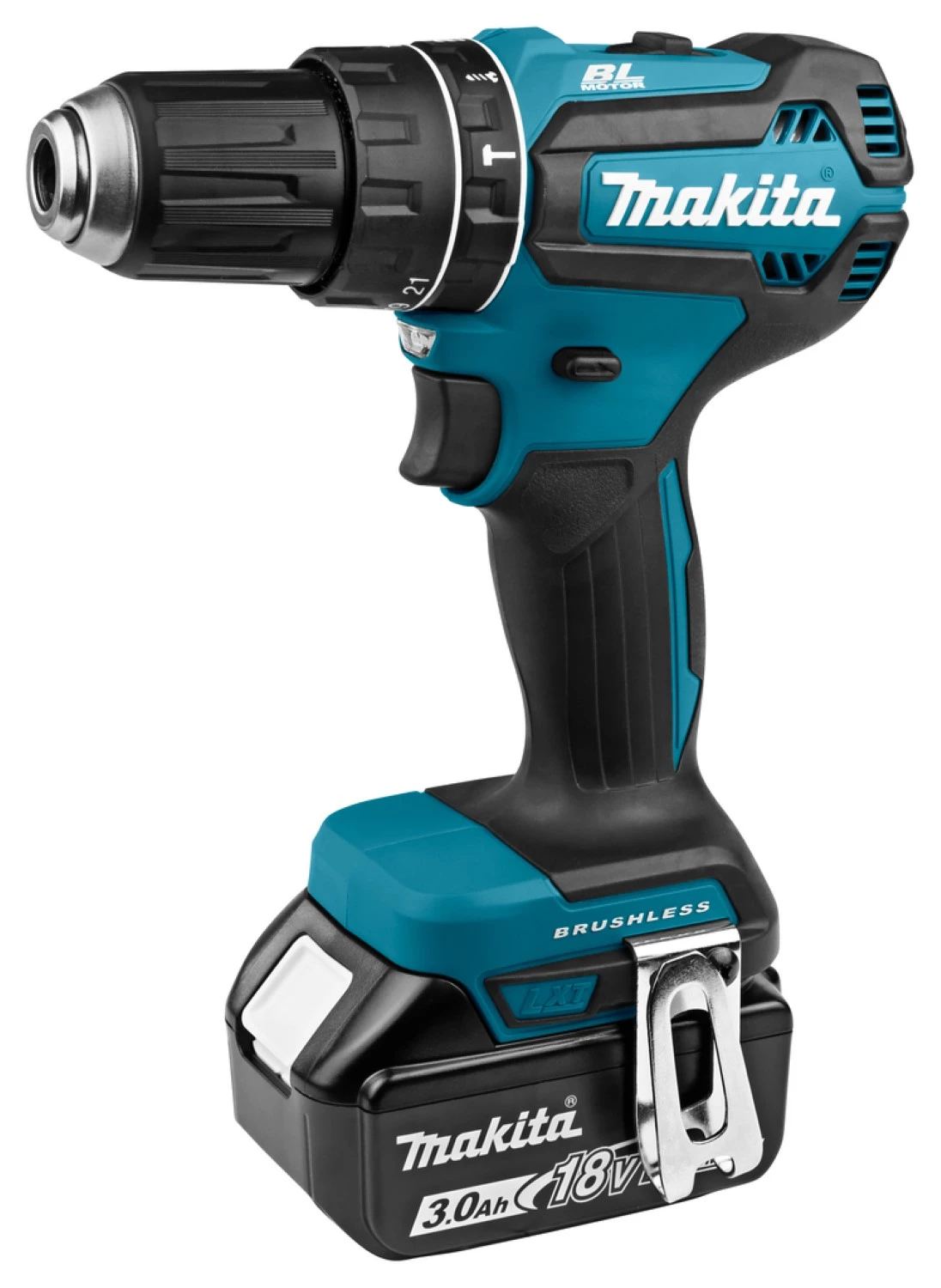 Makita DHP485RFJ - Set de Perceuse visseuse à percussion 18 V Li-Ion 5 Ah (2 batterie x 3.0Ah ) dans MAKPAC - Moteur BL-image