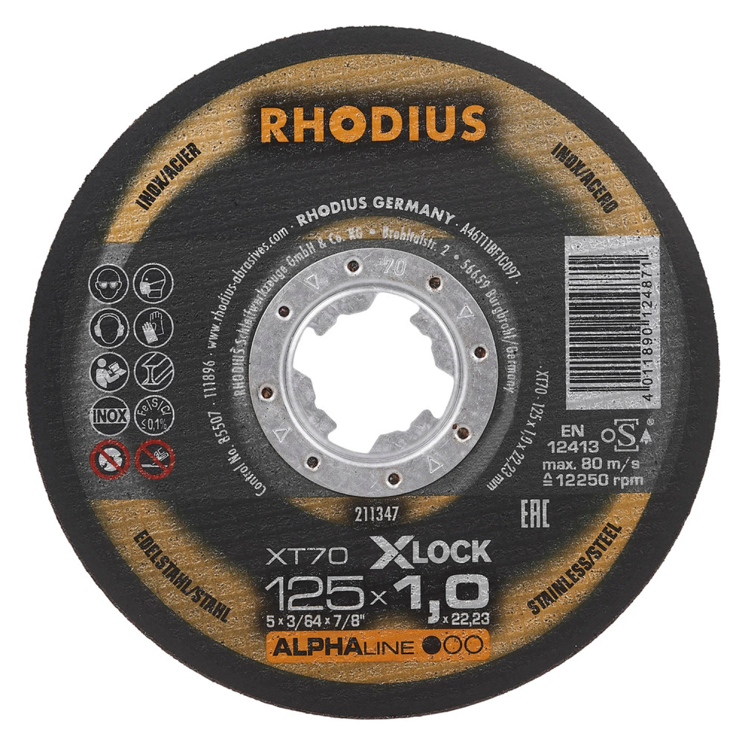 Rhodius 211347 ALPHAline I XT70 Doorslijpschijf - X-LOCK - 125 x 1,0 x 22,23 (25st)-image