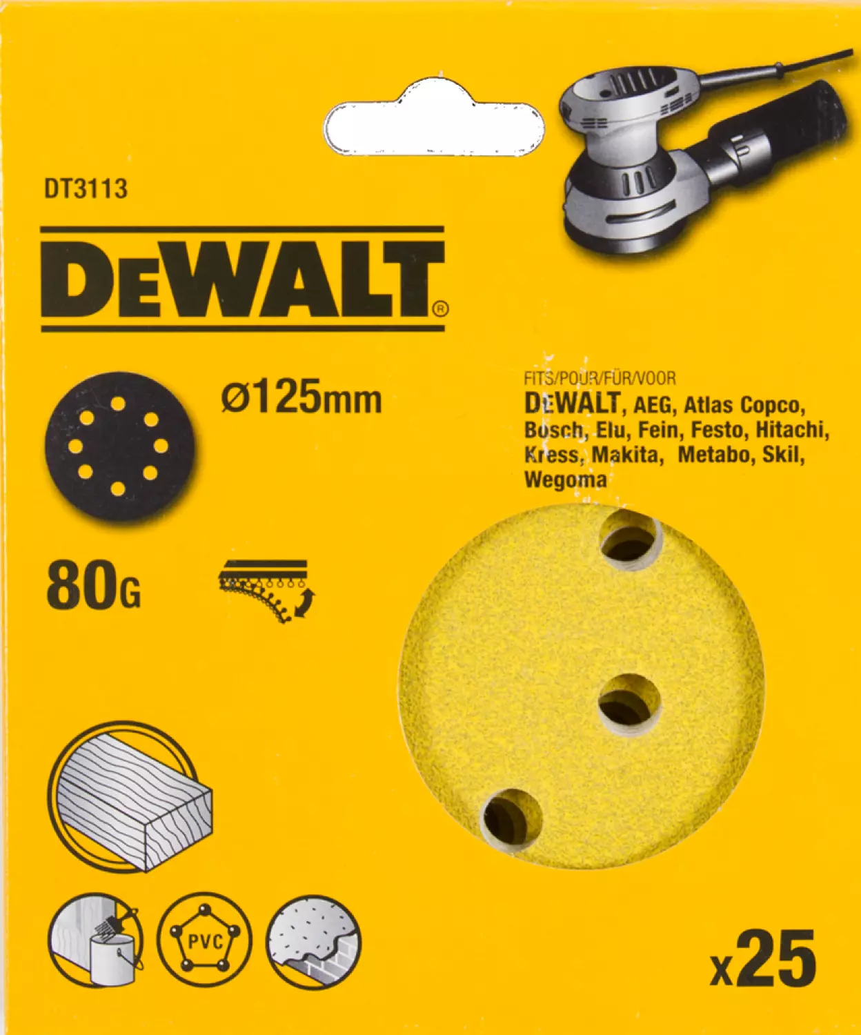 DeWALT DT3113 Schuurschijf - K80 - 125mm (25st)-image