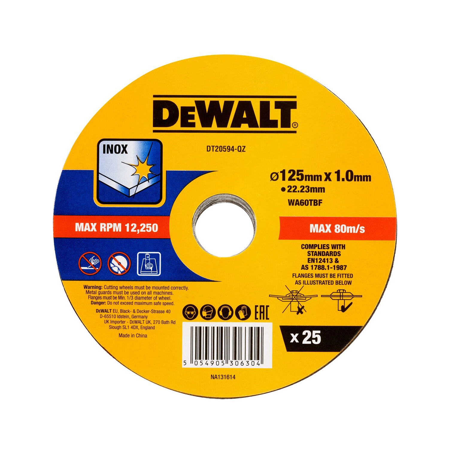 DeWALT DT20594-QZ Doorslijpschijf - 125mm - 25 stuks-image