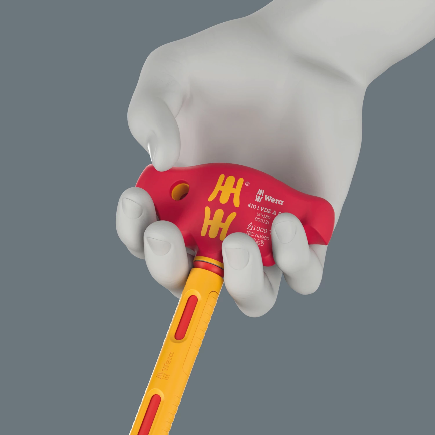 Wera 05005121001 410 i VDE A VDE Geïsoleerde Adapterschroevendraaier met T-greep en ratelfunctie - 1/4"-image