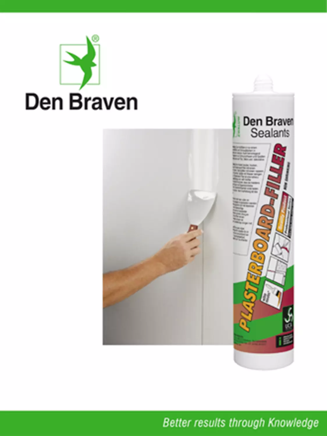 Zwaluw Den Braven 11221202 Enduit de rebouchage pour plaques de plâtre - Blanc - 310 ml-image
