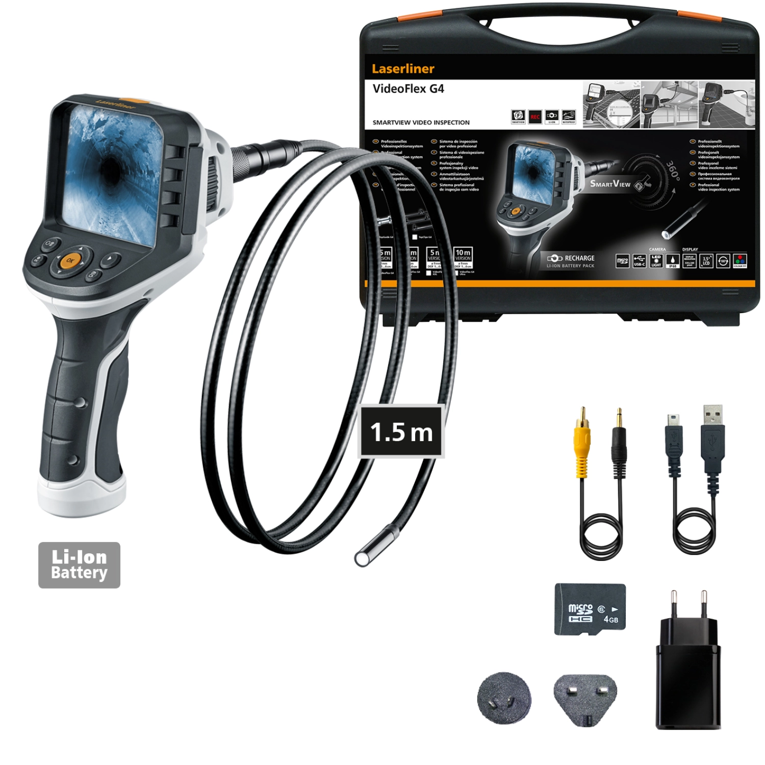 Laserliner 082.242A - Système pro inspection vidéo - contrôle visuel emplacements difficiles d’accès-image