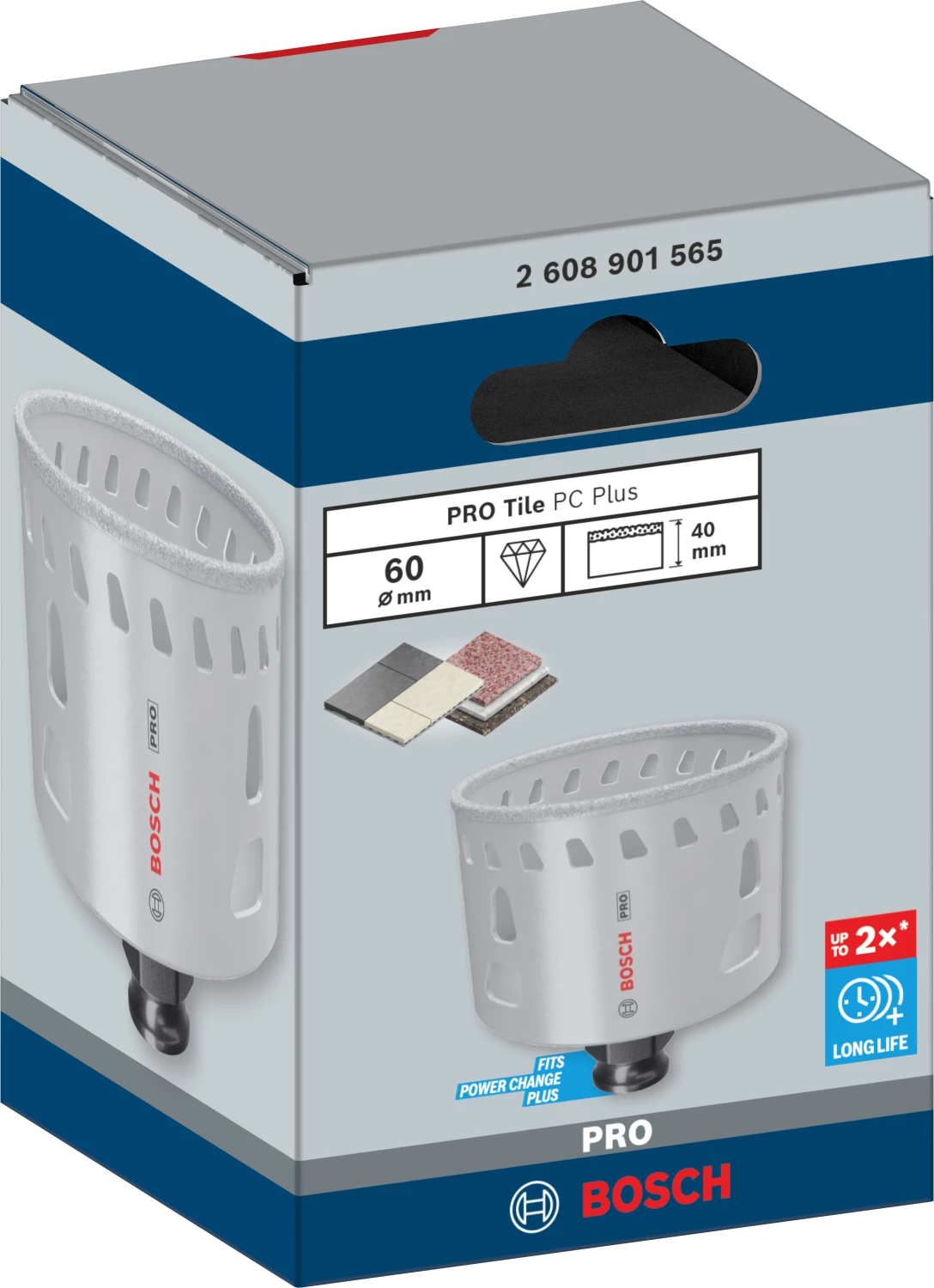 Bosch 2608901565 Scie cloche diamantée PRO Tile PC Plus pour carrelage - 60 mm-image