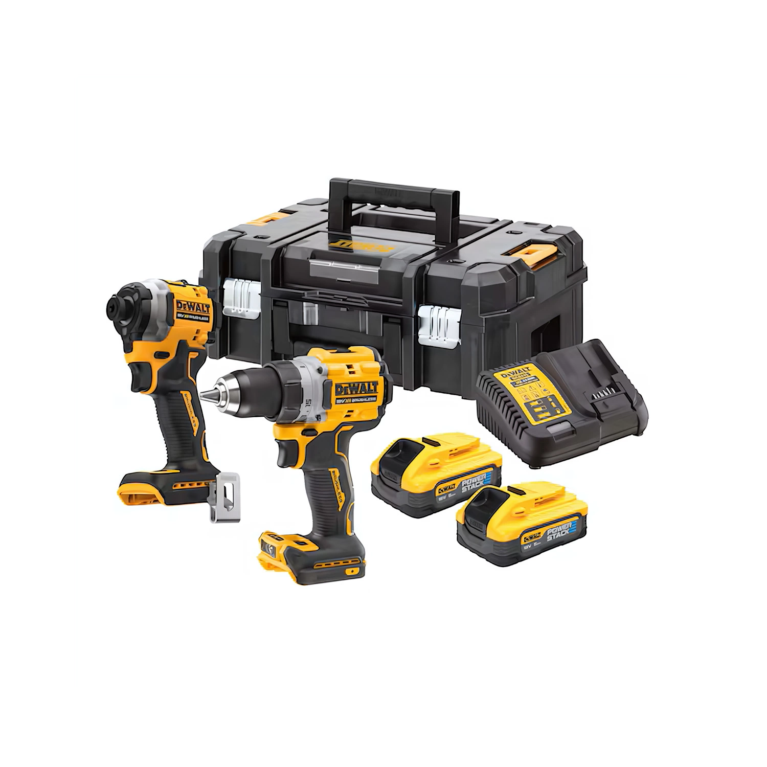 DeWALT DCK2051P2T 18 V Li-ion batterie visseuse/perceuse (DCD800) & tournevis à percussion (DCF850) ensemble combiné (2 batteries 5,0 Ah) dans TSTAK-image
