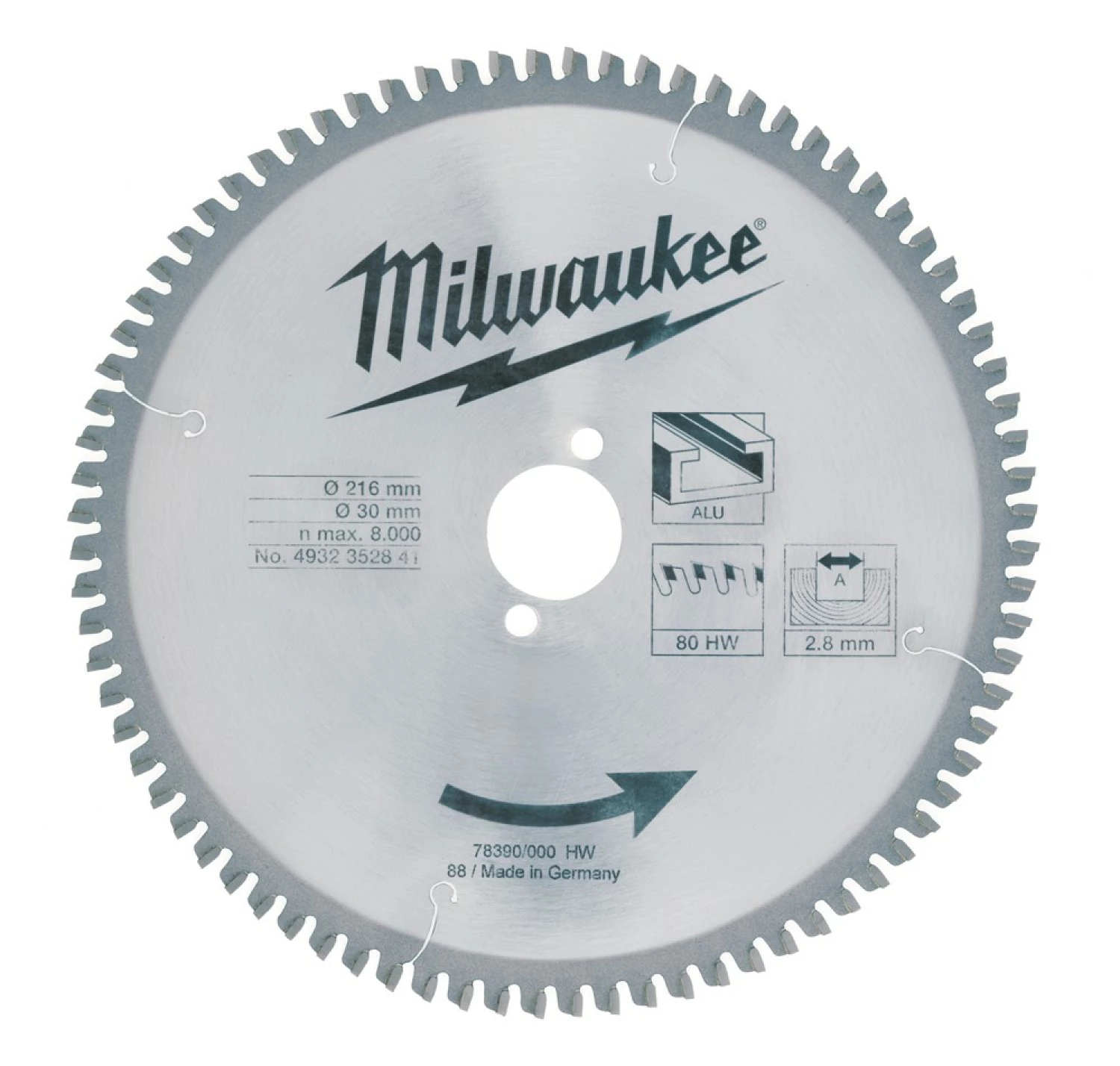 Milwaukee Lame 216 x 30 mm pour bois - (80 dents) - pour MS 216 - 80-image