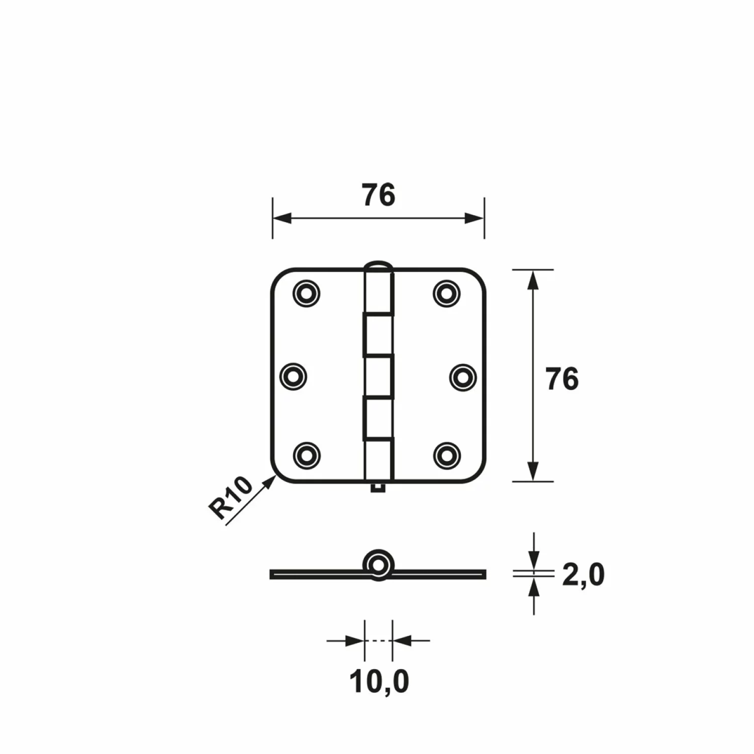 AXA 1105-24-23/E Charnière - Couche de finition - 76 x 76 x 2mm-image