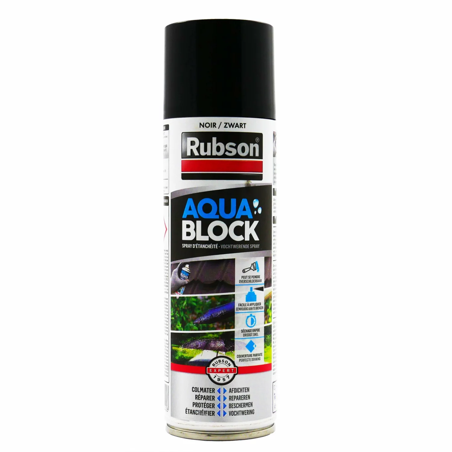 Rubson 2266416 Aquablock - Spray revêtement d'étanchéité - 300 ml - toitures et gouttières-image