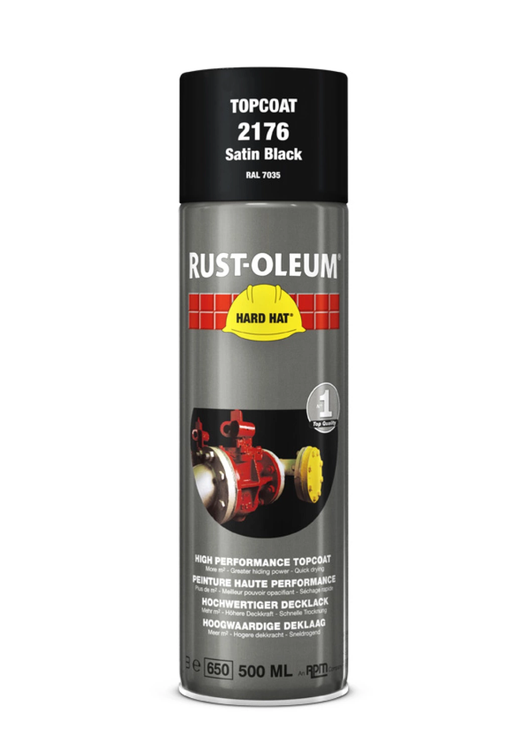 Rust-Oleum Hard Hat Couche de finition Spray - Noir  Brillant de soie - 0,5L-image