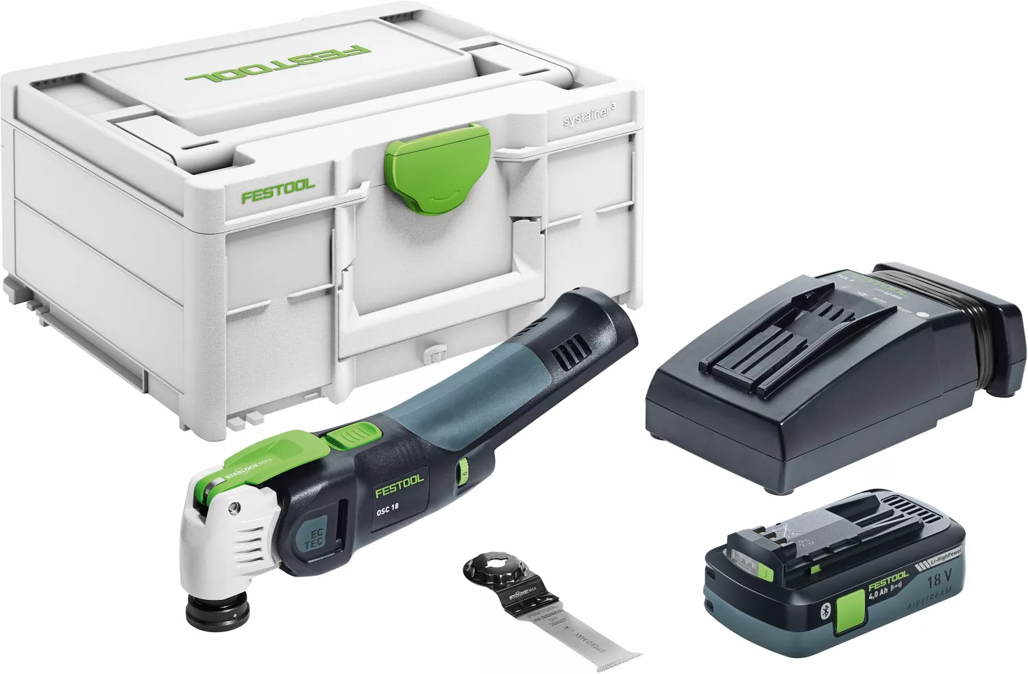 Festool OSC 18 HPC4,0 EI-Plus 18V Li-Ion accu oscillerende set (1x 4,0Ah) in systainer - koolborstelloos-image