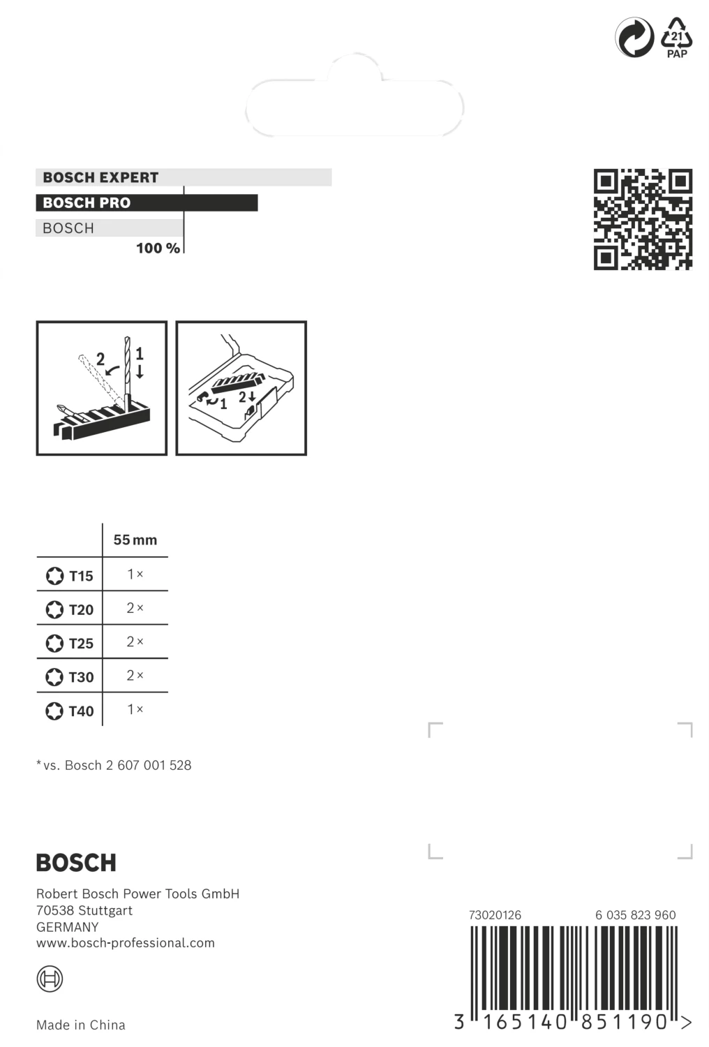 Bosch 2608522329 8-delige Impact control bits - T15 / T20 / T25 / T30 / T40-image