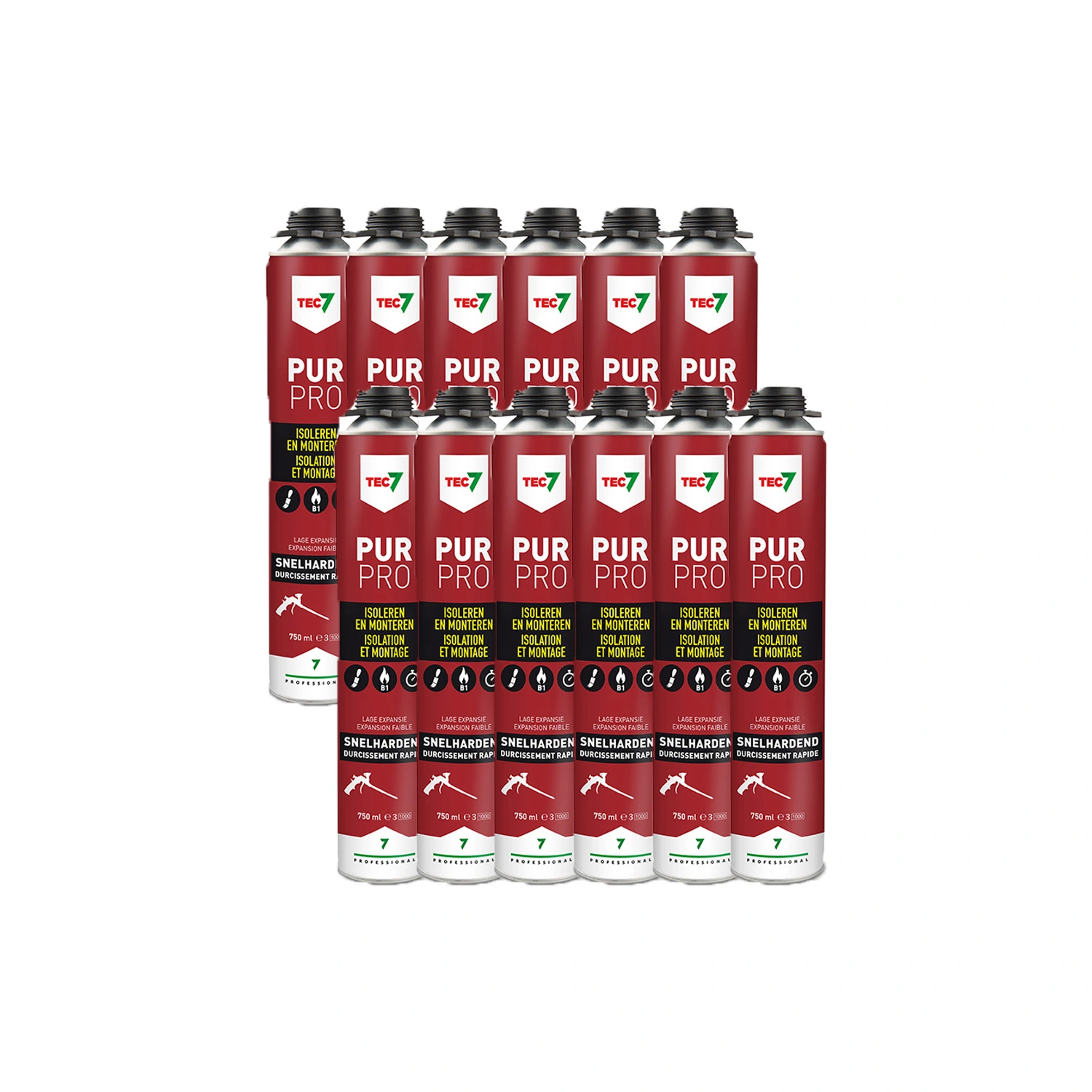 TEC7 PUR Pro Mousse isolante et de montage - 750 ml - 12 pièces