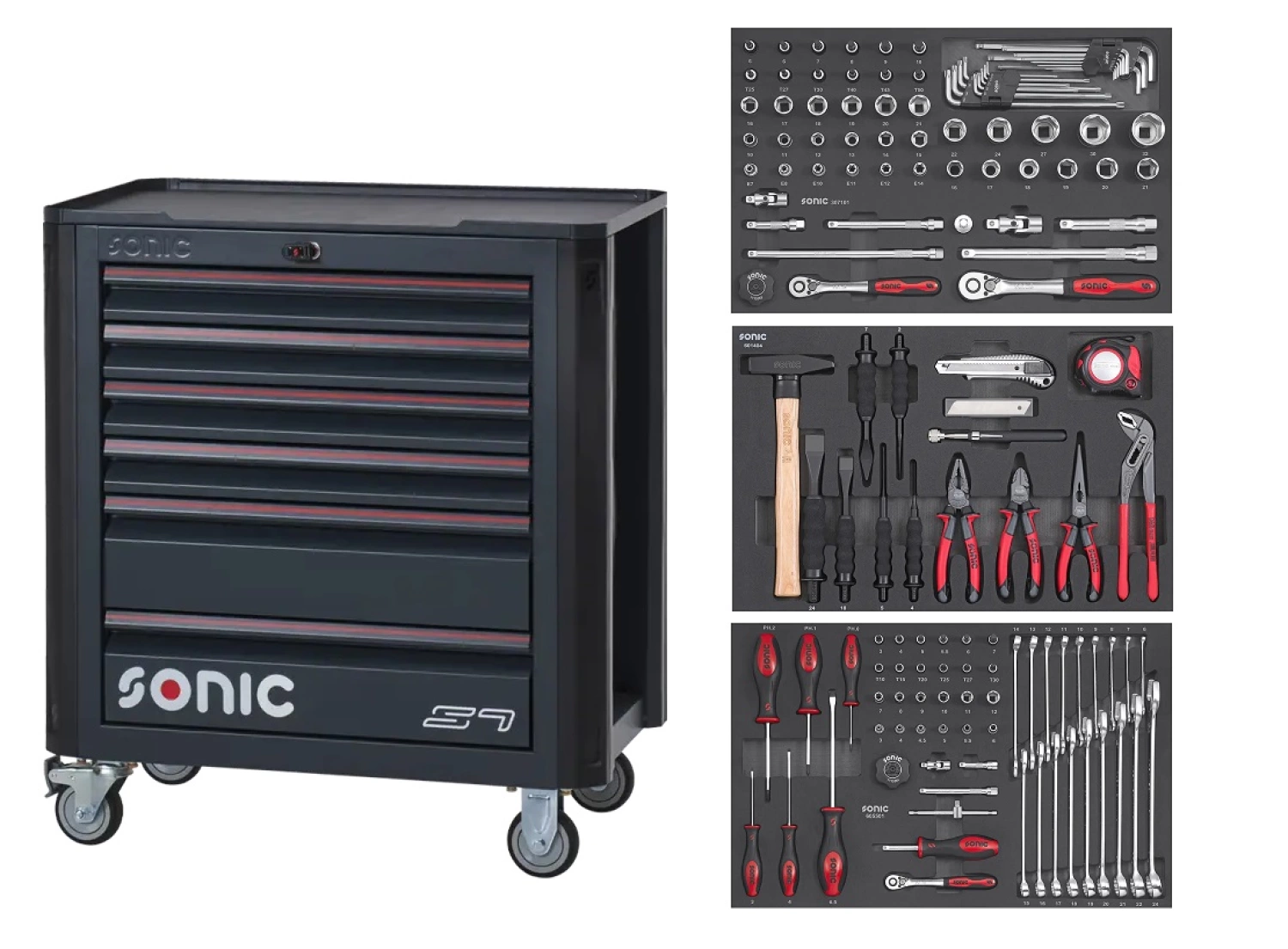 Sonic 714075 NEXT S7 chariot d'outils complet - 140 pièces-image