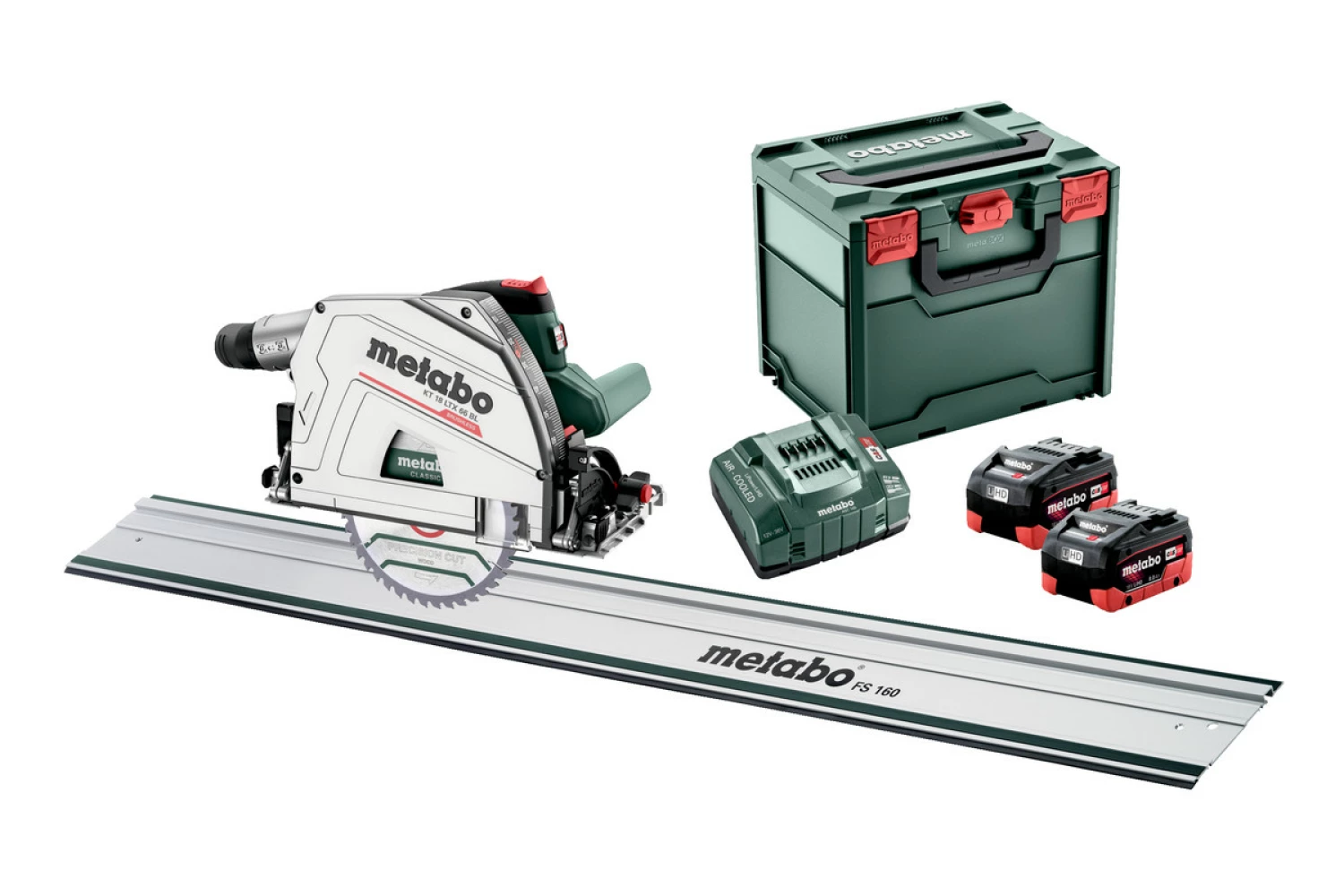 Metabo KT 18 LTX 66 BL - Set scie circulaire plongeante Li-Ion 18V (2x batterie 8.0Ah) incl. rail de guidage dans MetaBox - 165 x 20mm - 66mm-image