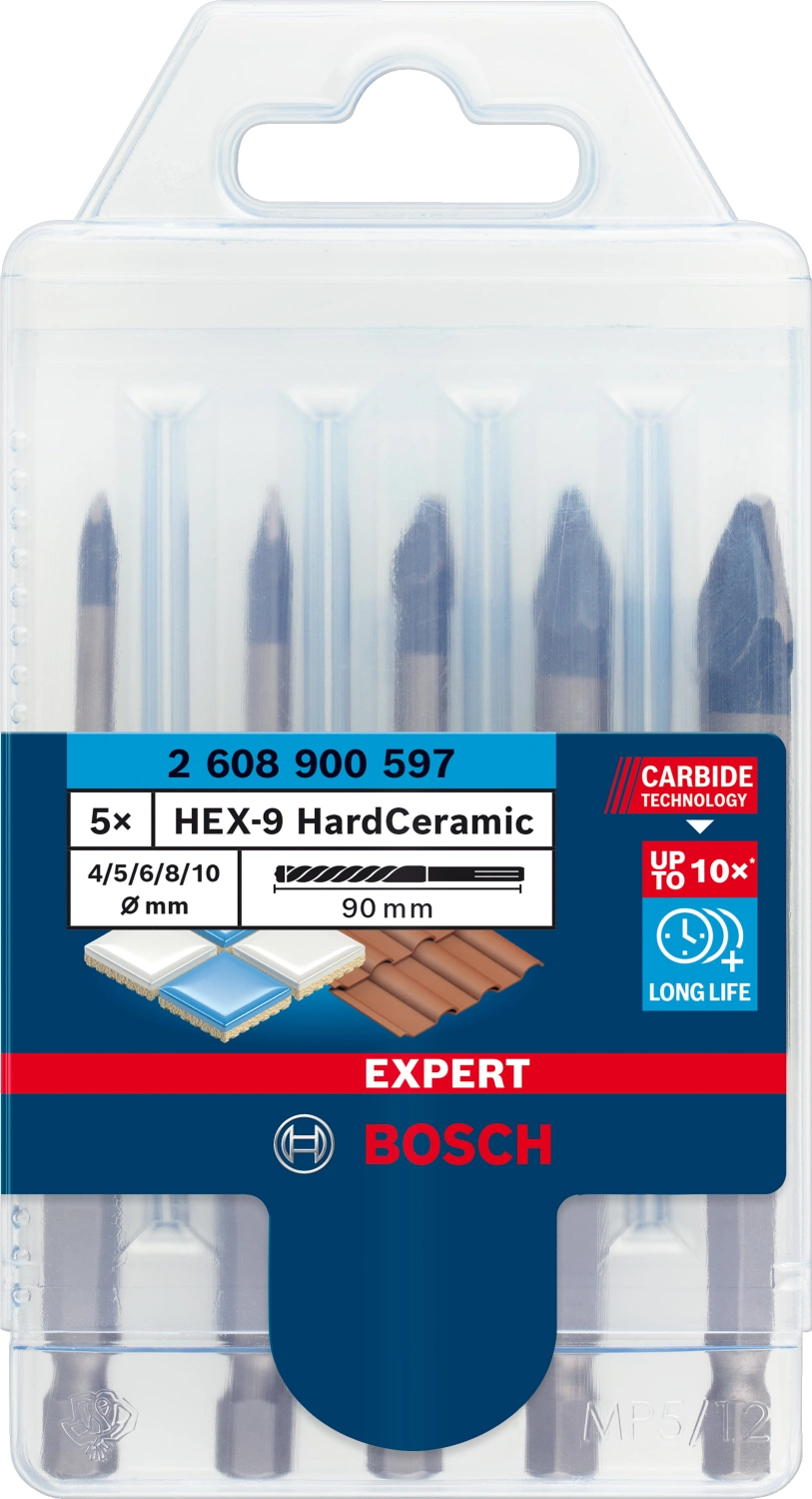Bosch 2608900597 5-delige HardCeramic HEX-9 Borenset - 4/5/6/8/10mm-image