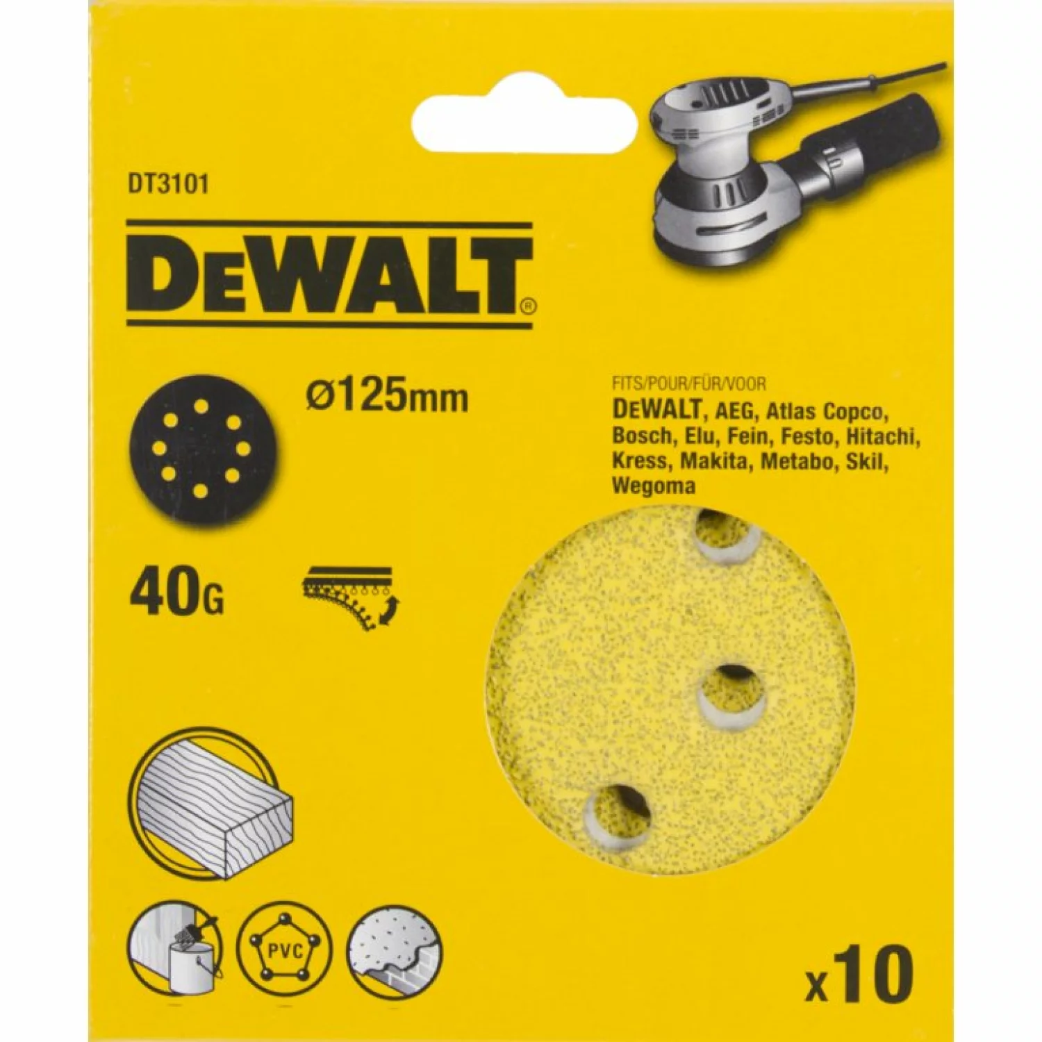 DeWALT Schuurschijf 125mm 10 st