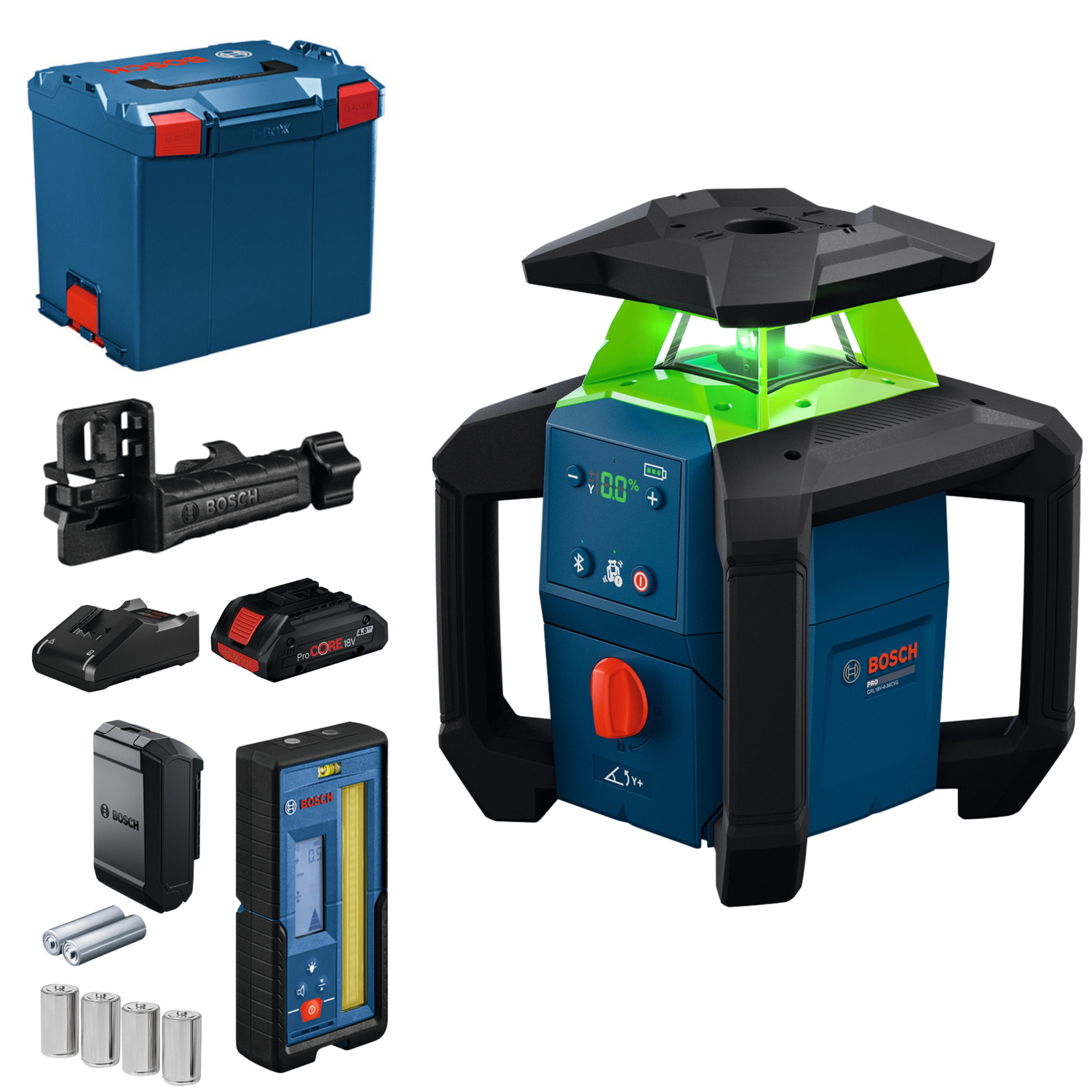 Bosch GRL 18V-4-34 CVG Roterende laser set incl. ontvanger en 18V accu in L-Boxx - groen - 30m - 1x 360° - IP66-image