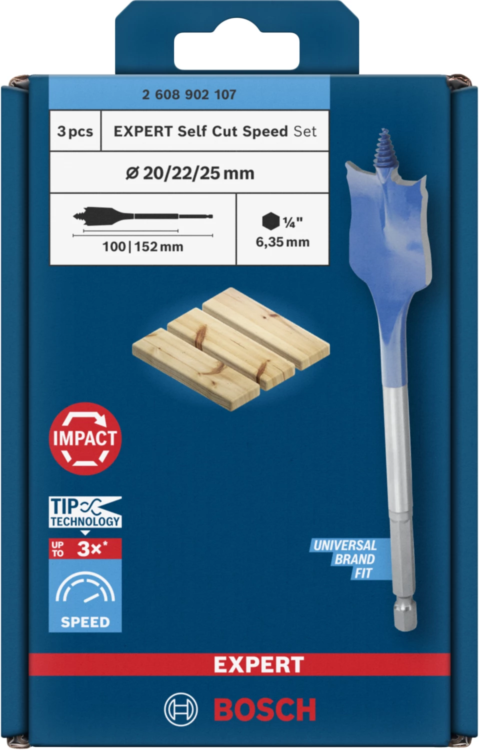 Bosch EXPERT 2608902107 Jeu de 3 forets Speed Self Cut Speed - 20/22/25 mm-image