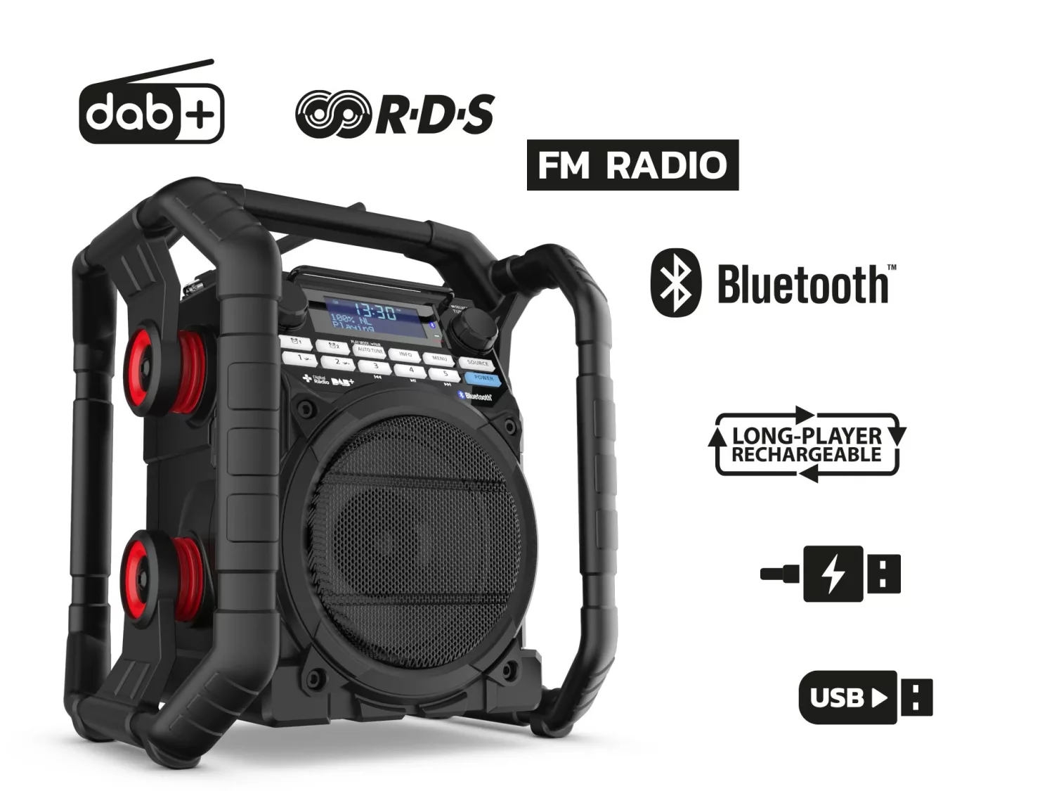 PerfectPro TP3 Bouwradio - FM RDS / DAB+ - AUX-in - bluetooth - werkt op netstroom en batterij-image
