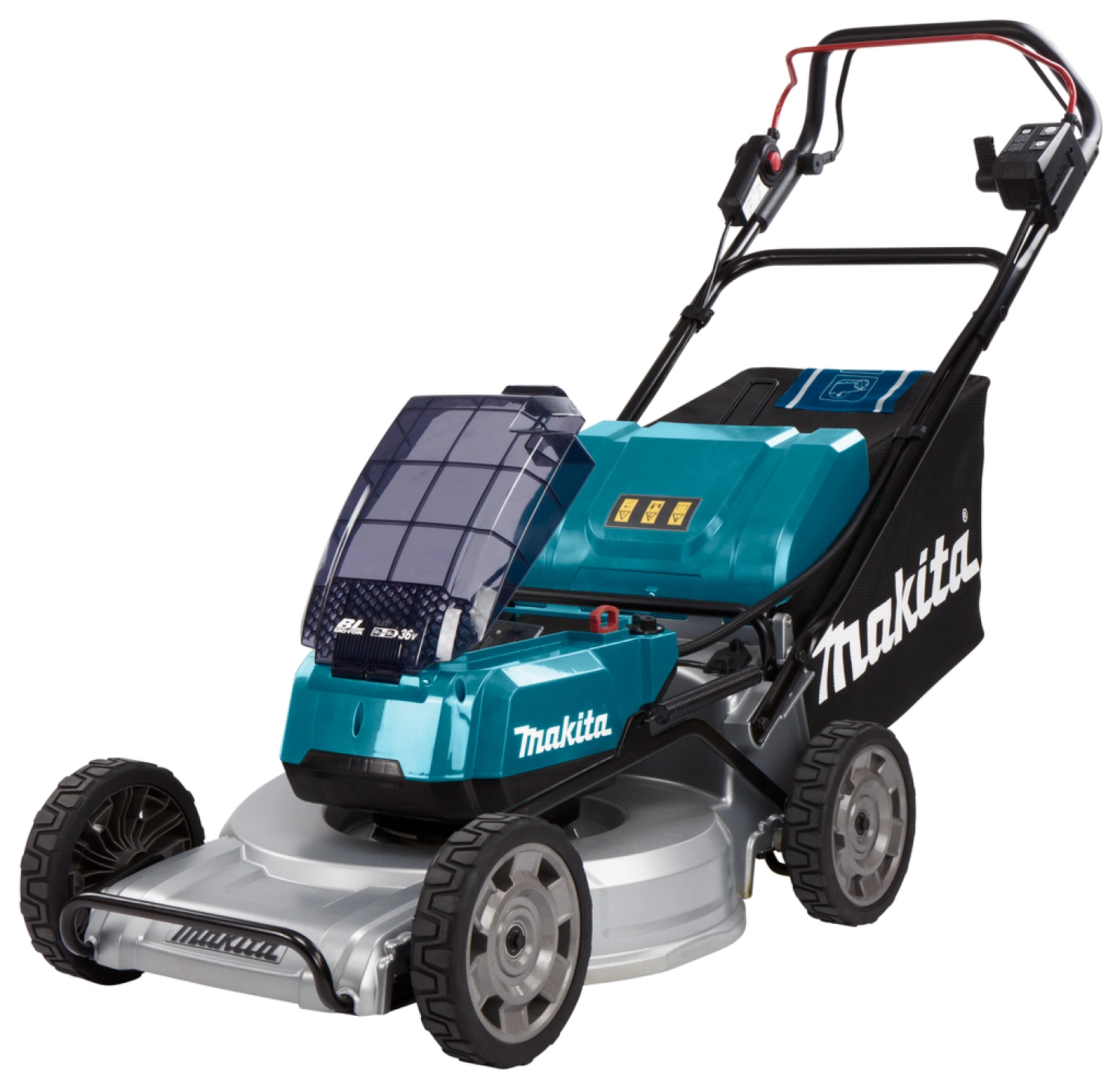 Makita DLM533PT4 36V (2x 18V) Li-Ion ensemble tondeuse à gazon sur batterie (4x 5.0Ah batterie) - 53cm - autopropulsée - sans balais-image