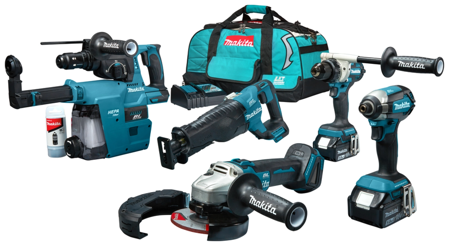 Makita DLX5069TX1 18V Li-ion accu 5-delige combiset (2x 5.0Ah accu) in tas-image