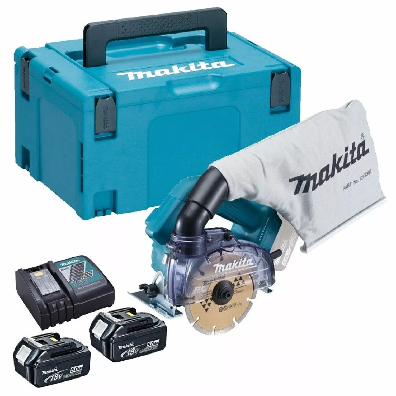 Makita DCC500RTJ 18V Li-ion accu diamantsnijder set (2x 5,0Ah) in Mbox - 125mm-image