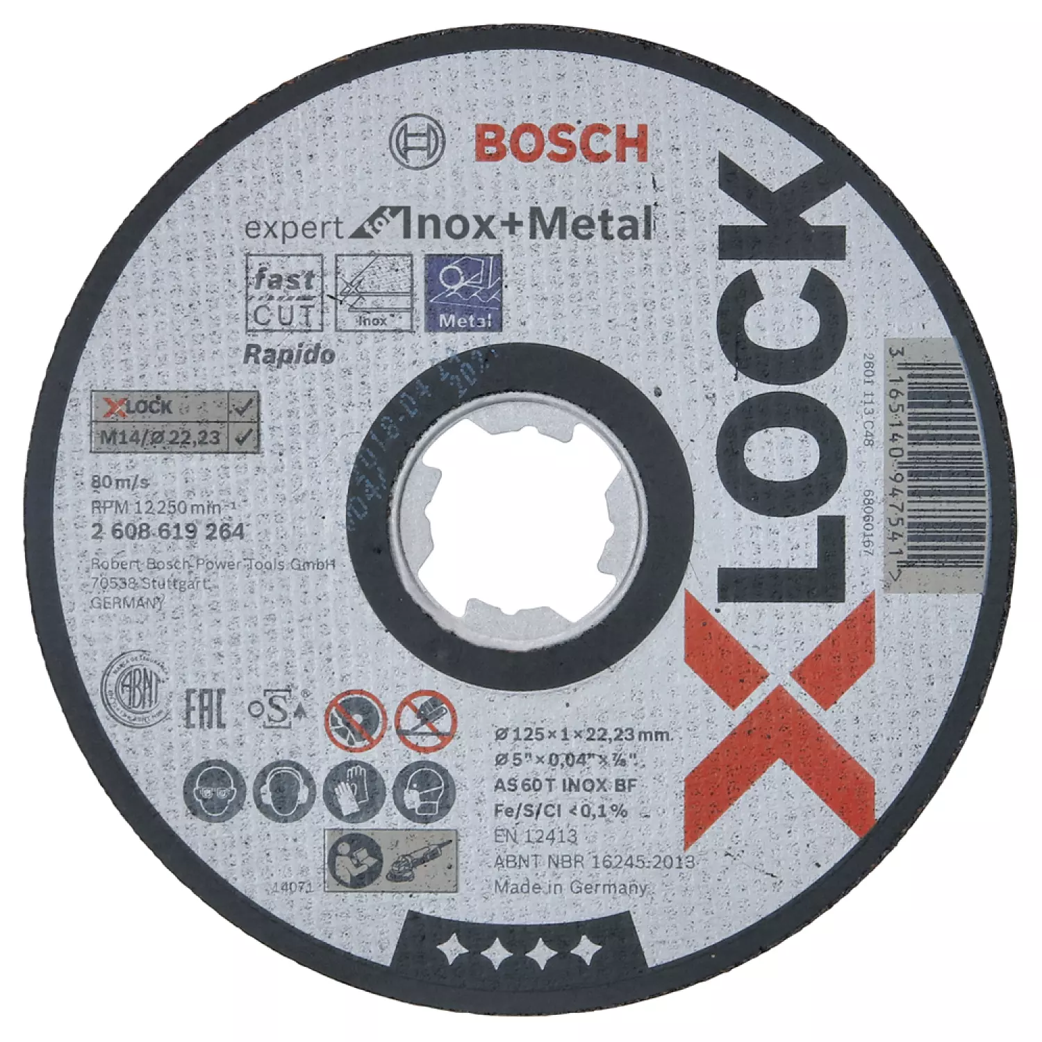 Bosch 2608619264 - X-LOCK Disque à tronçonner Expert forInox & Metal 125x1x22.23mm, plat