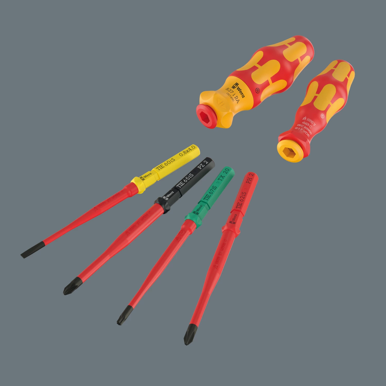 Wera 05006610001 Jeu de 17 outils Kraftform Kompakt VDE 17 extra slim 2 Tool Finder avec lames interchangeables dans un étui - avec fonction cliquet-image