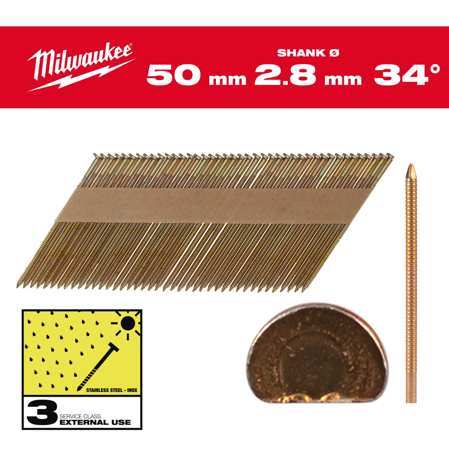 Milwaukee 4932492613 Clous à tête en D 34 50mm/RS/HDG/SC3-2,2kpc-image