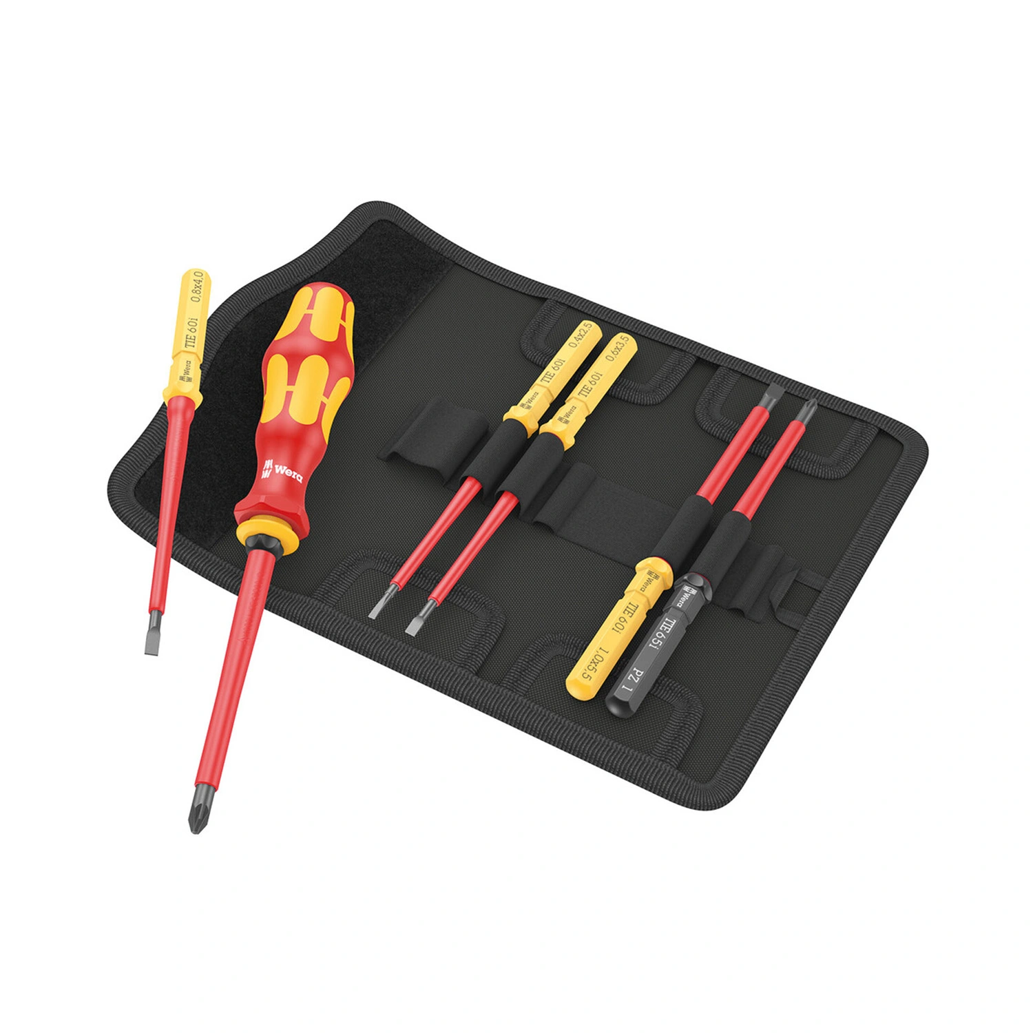 Wera 05006601001 Jeu de 7 pièces Kraftform Kompakt VDE 7 Universal 2 Tool Finder Set de lames interchangeables dans un étui