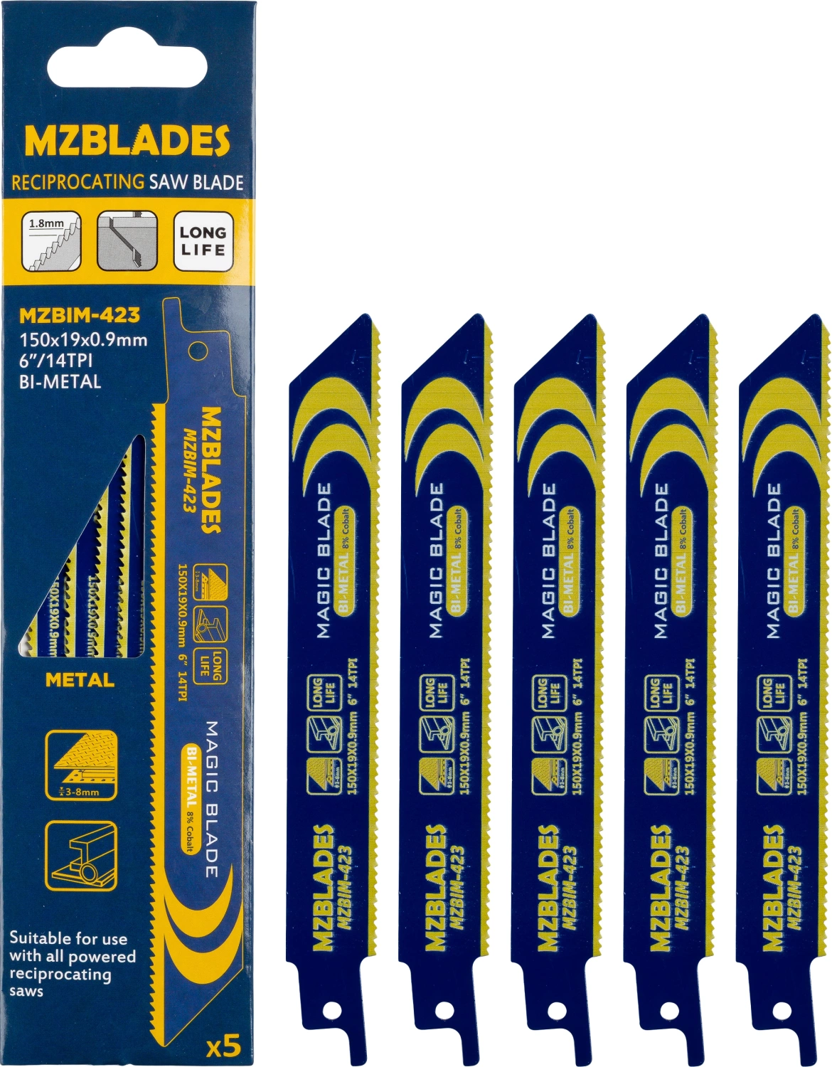 Multizaag MZBIM-423 Bimétal Lame de scie réciproque - 5 pièces-image