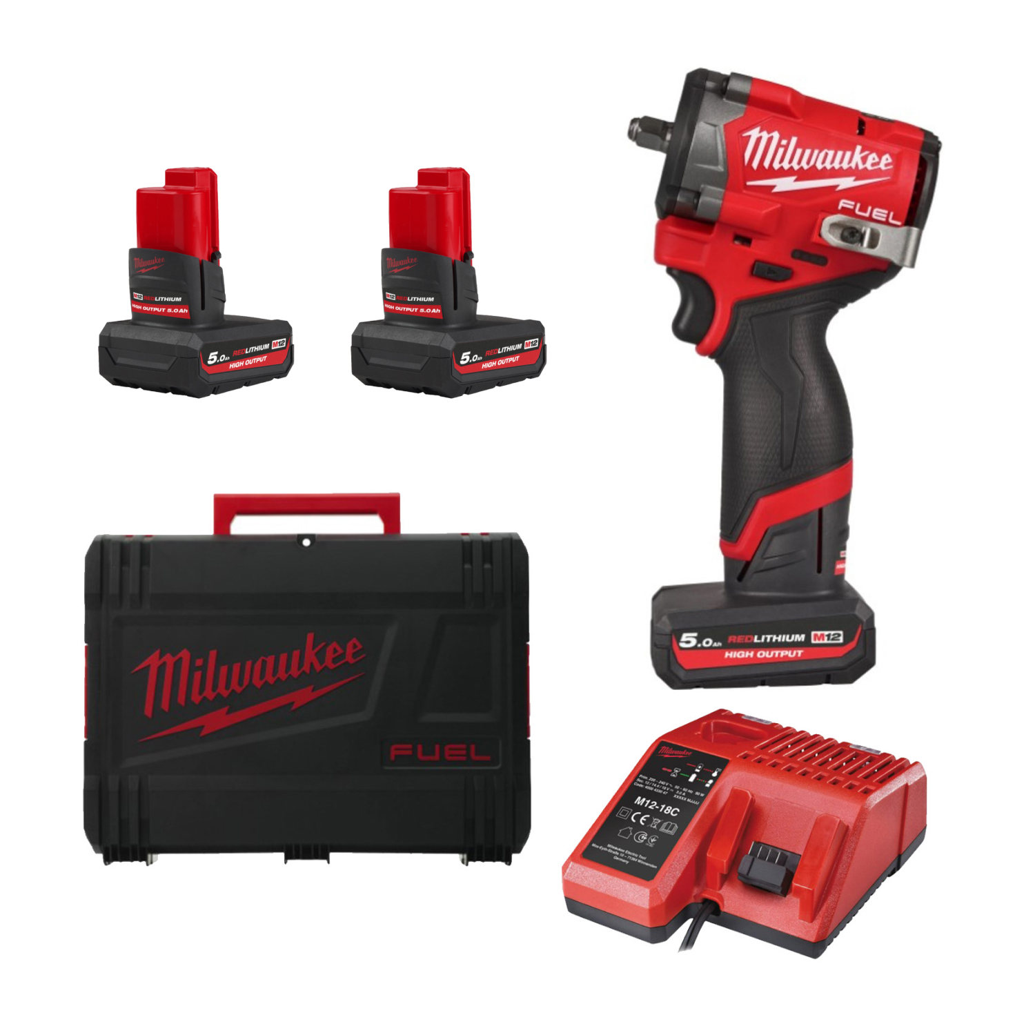 Milwaukee M12 FCIWF38G3-502X 12V Li-ion Clé à chocs sans fil (2x batterie 2.0Ah) en boîte HD - 745Nm - 3/8 »-image