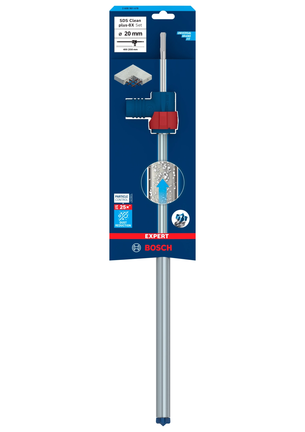 Bosch 2608901619 EXPERT Foret à Marteau SDS Clean SDS plus-8X - 20x400x550mm avec connecteur-image
