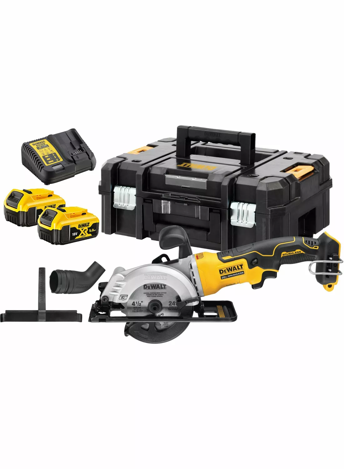 DeWALT DCS571P2-QW 18V Li-ion XR accu cirkelzaag set (2x 5.0Ah) in TSTAK - 115mm - koolborstelloos-image