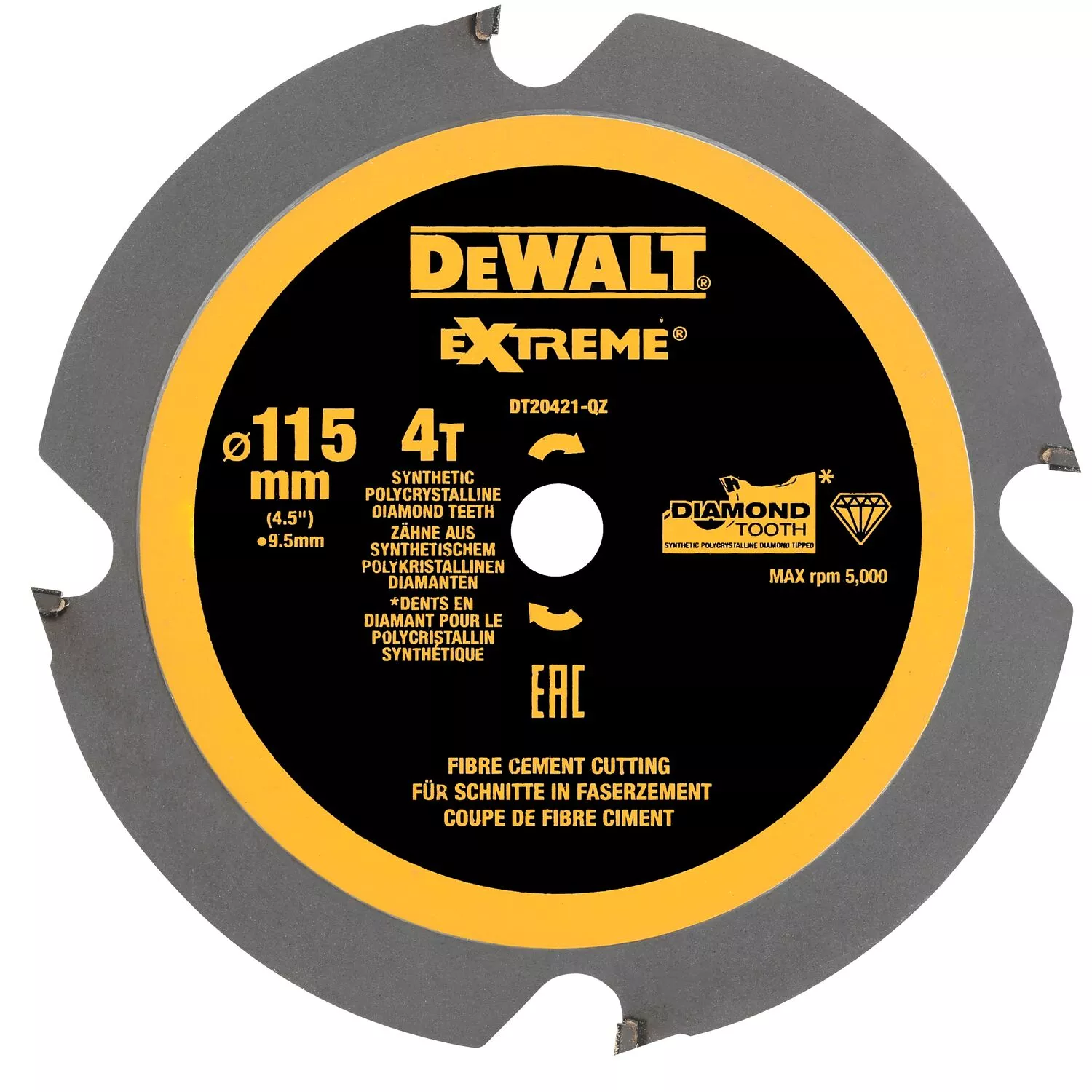 Dewalt DT20421 Lame de scie circulaire CZB PCD stratifié/fibre ciment 115x9.5x4t pour DCS571-image