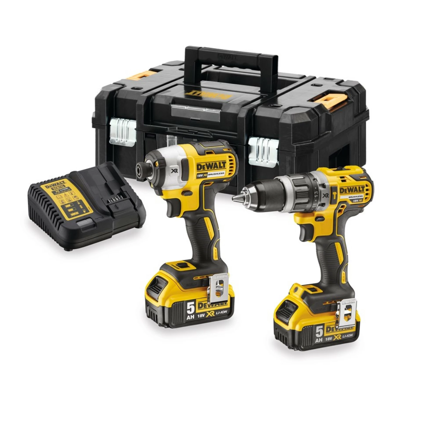 DeWALT DCK266P2T 18V Li-Ion batterie perceuse/visseuse à percussion (DCD796) visseuse à choc (DCF887) combi set (2 x batterie 5.0Ah) dans une coffret TSTAK-image