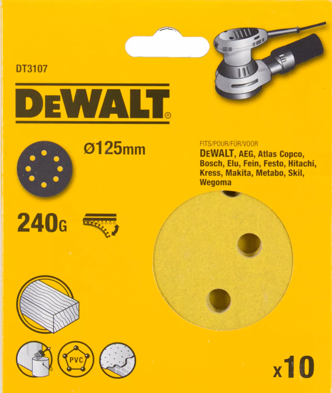 DeWALT DT3107 Schuurschijf - K240 - 125mm (10st)-image