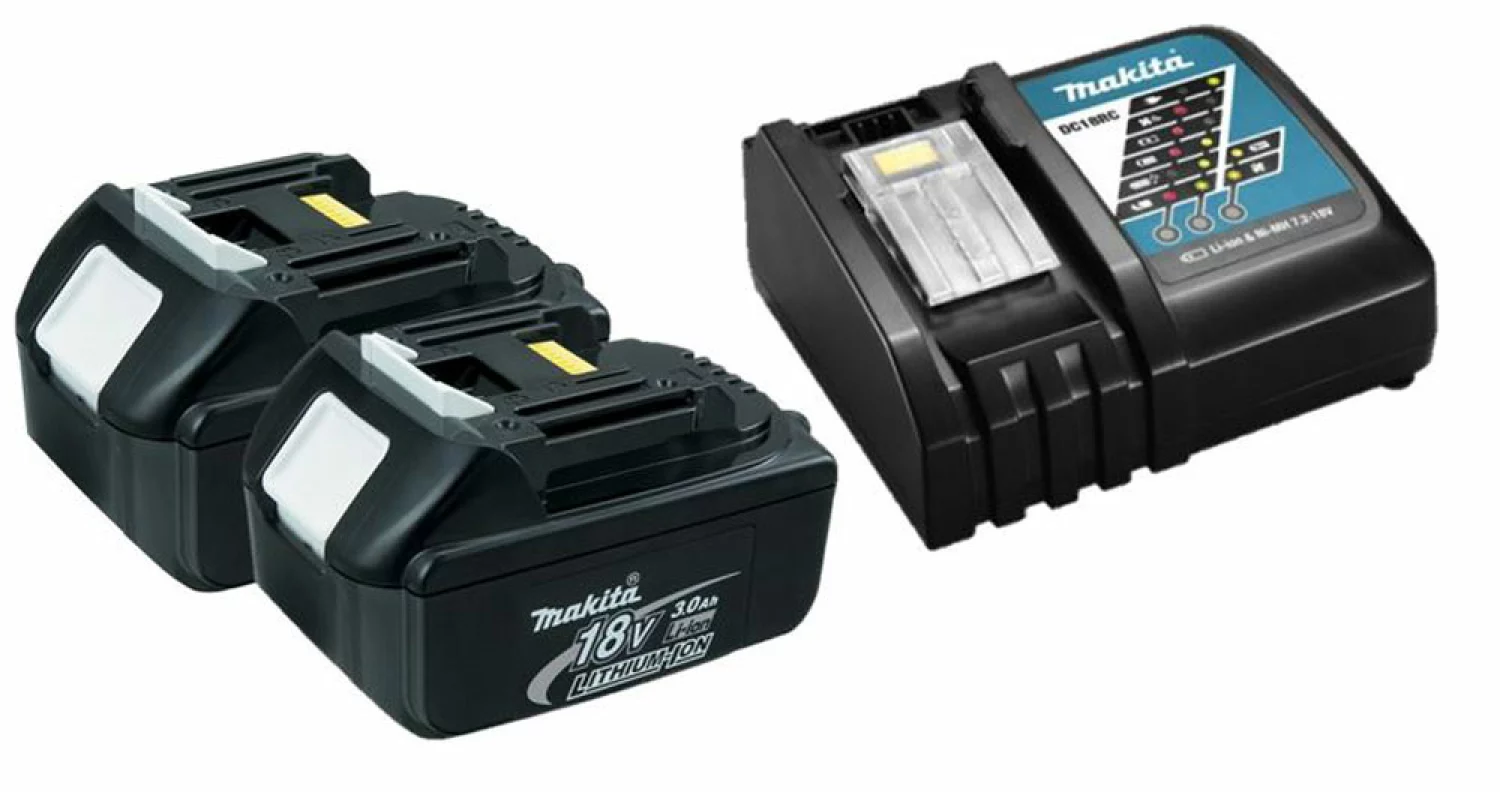 Makita Y-00197 - Pack énergie - 2x Batteries 18V Li-ion (3,0 Ah) BL1830 + chargeur DC18RC-image