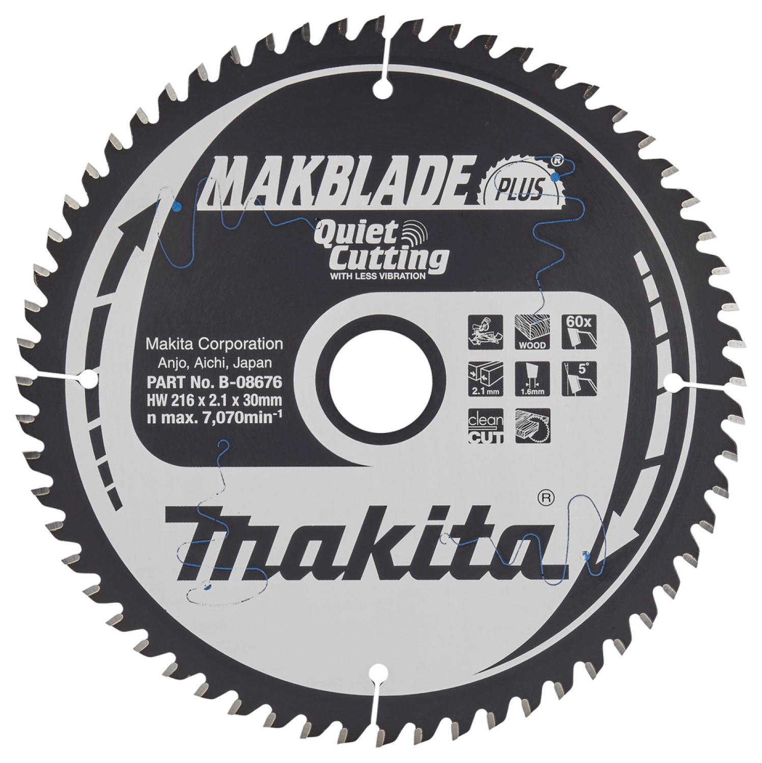 Makita B-08676 Afkortzaagblad Hout - 216x30x2,1mm 60T-image