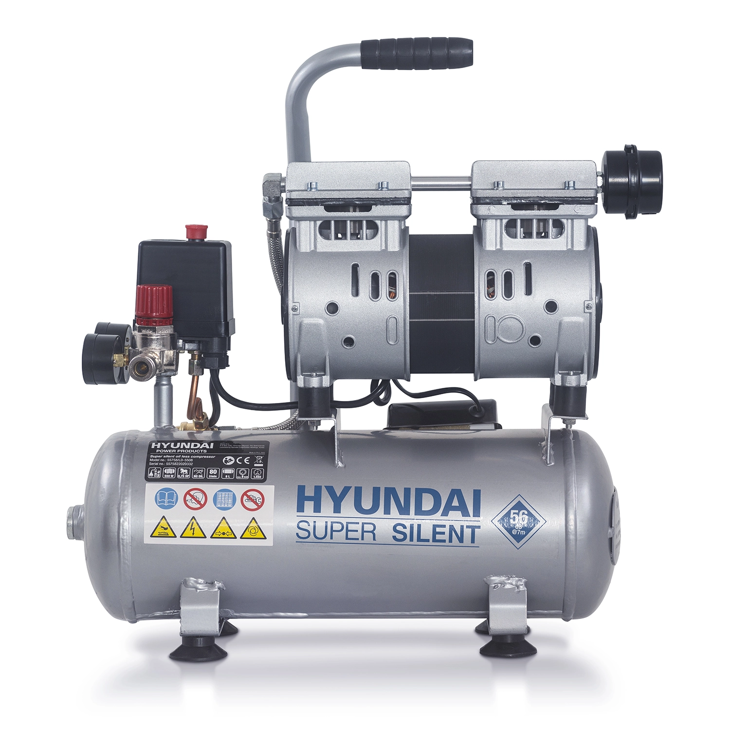 Hyundai 55758 Stille compressor - olievrij - 230V - 8L-image